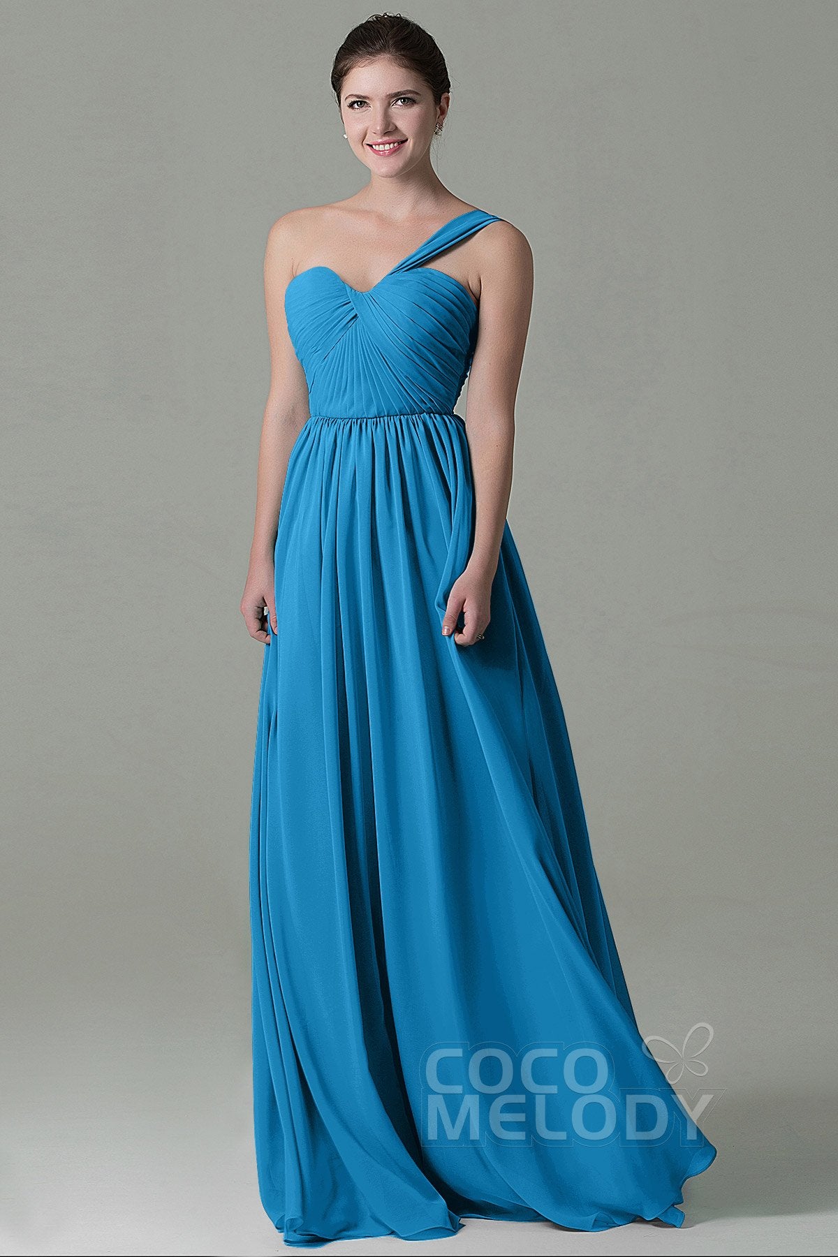 COCOMELODY Sheath Floor Length Chiffon Bridesmaid Dress COZK15009 