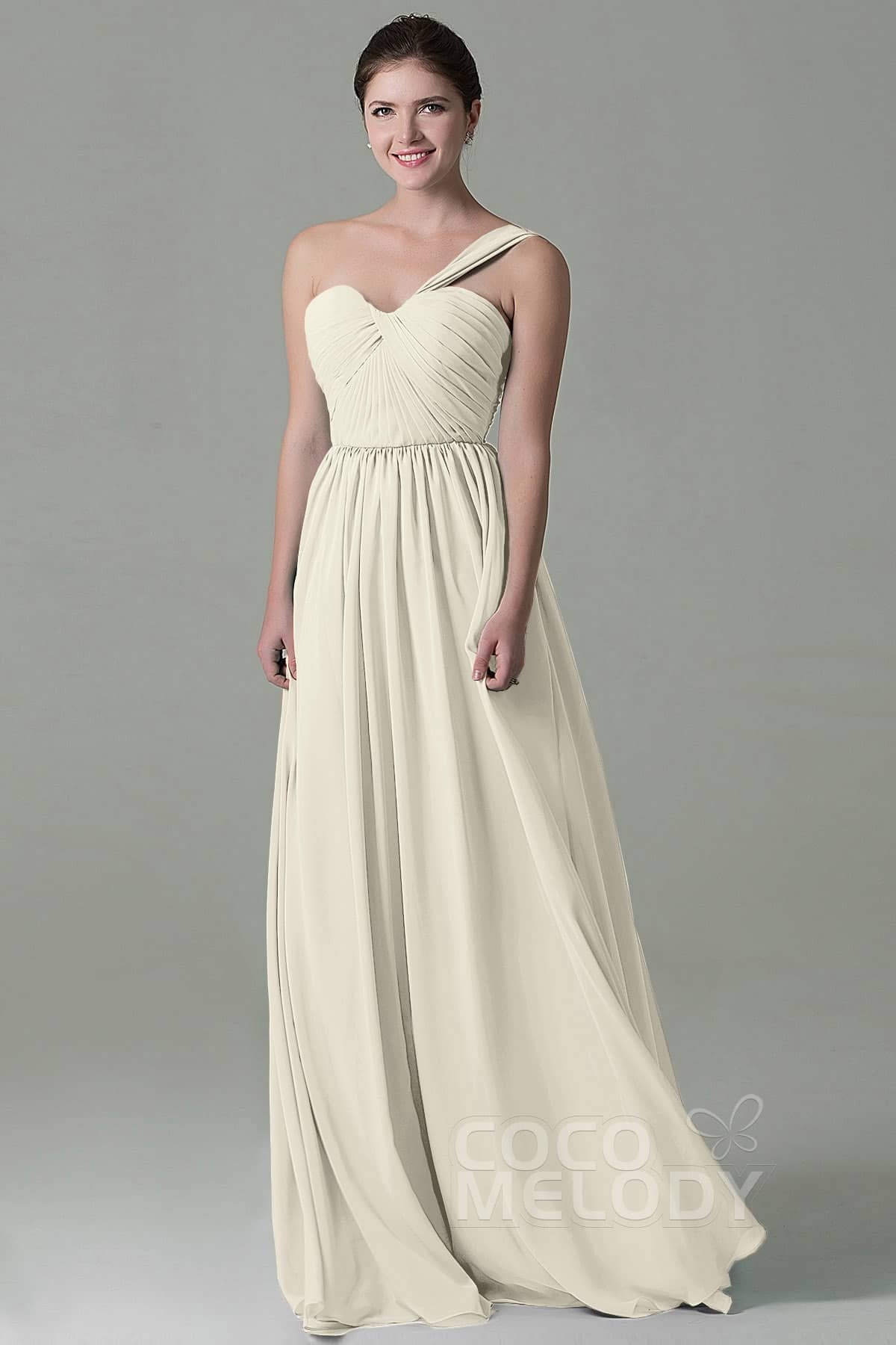 COCOMELODY Sheath Floor Length Chiffon Bridesmaid Dress COZK15009 