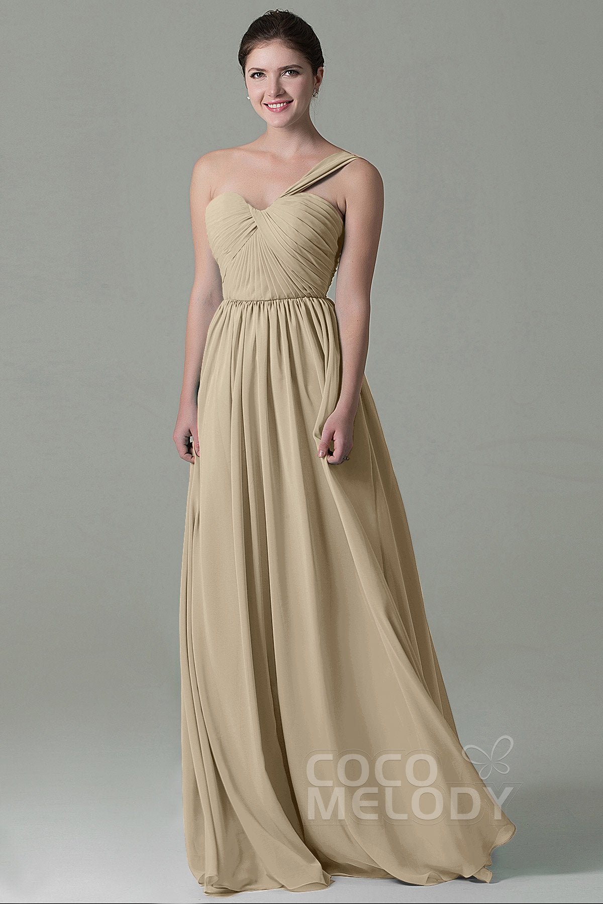 COCOMELODY Sheath Floor Length Chiffon Bridesmaid Dress COZK15009 