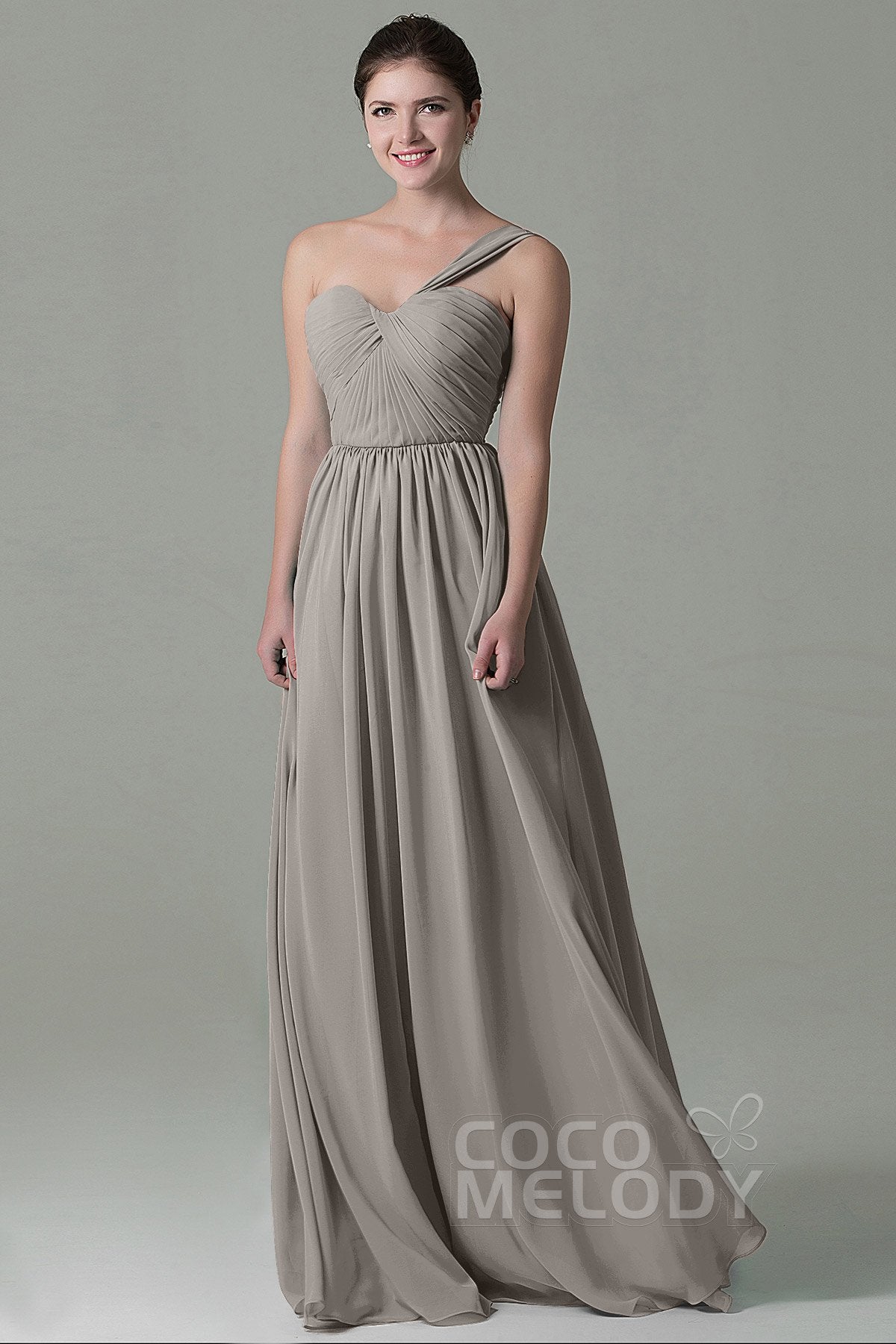 COCOMELODY Sheath Floor Length Chiffon Bridesmaid Dress COZK15009 