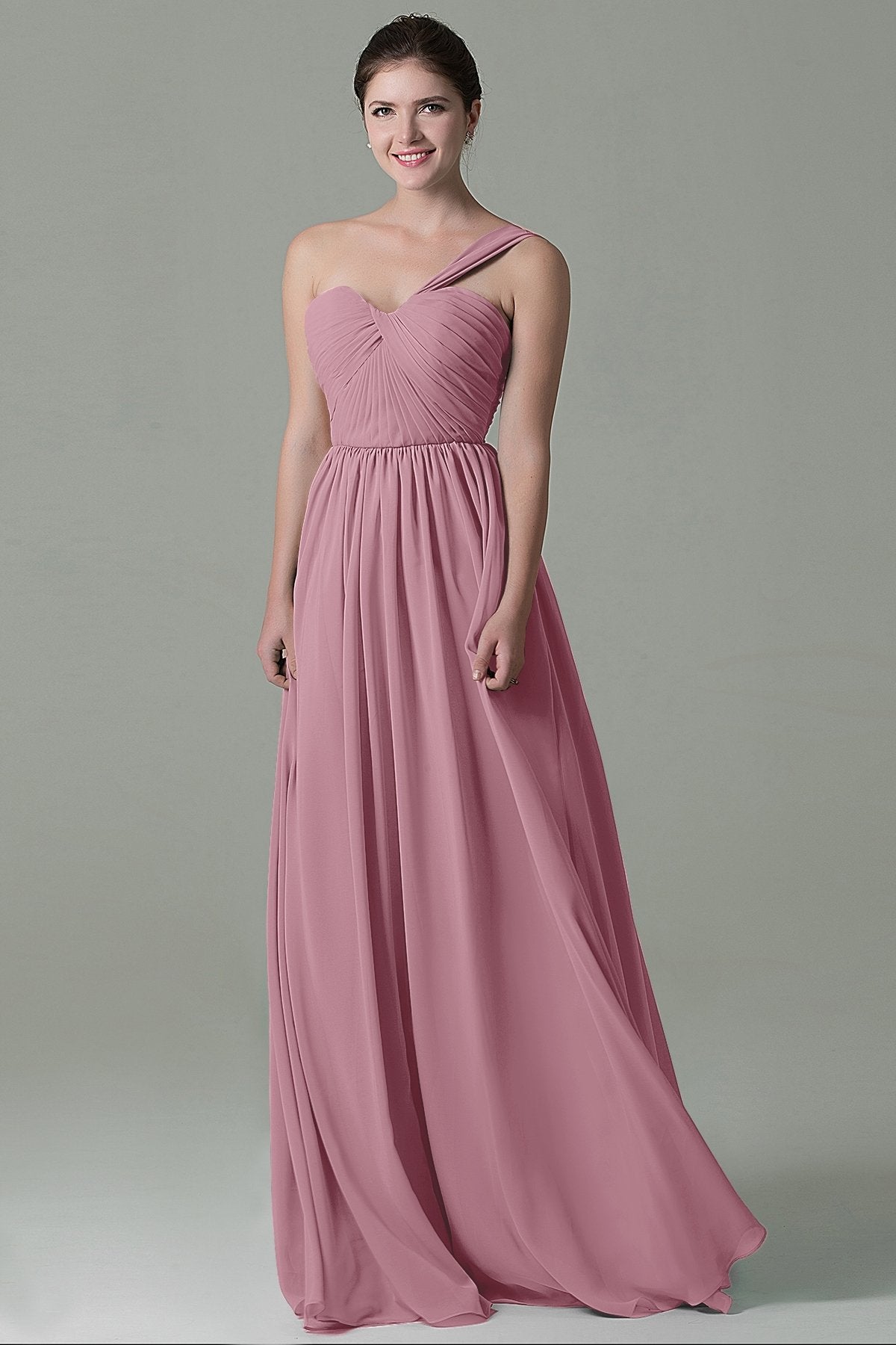 COCOMELODY Sheath Floor Length Chiffon Bridesmaid Dress COZK15009 