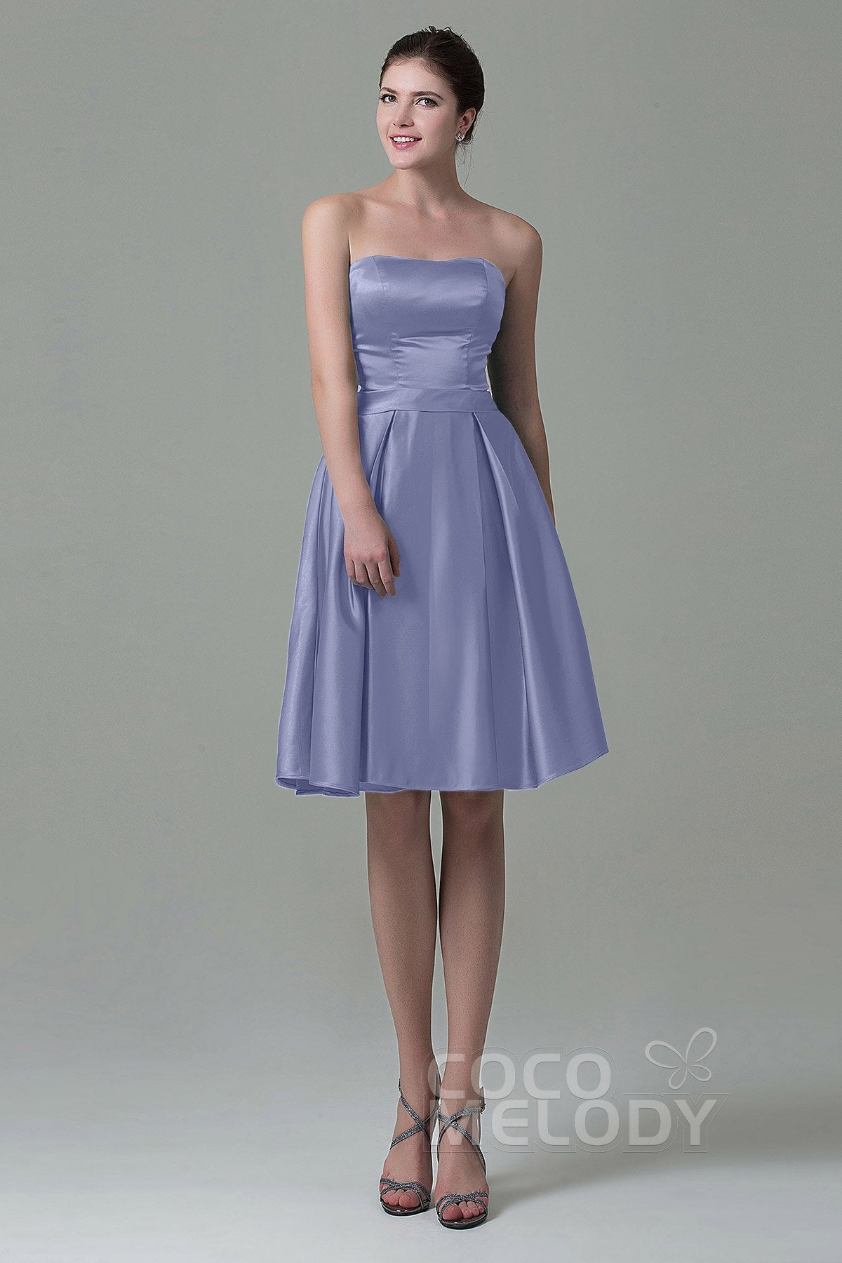 COCOMELODY A-Line Knee Length Satin Bridesmaid Dress COZK1500A 