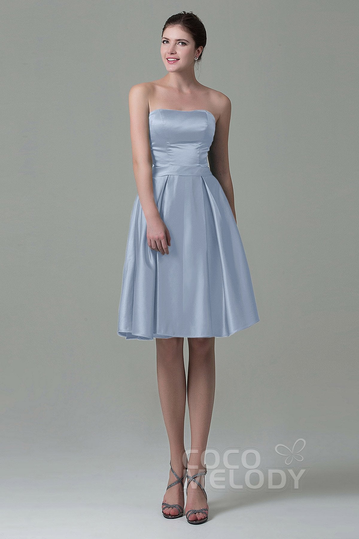 COCOMELODY A-Line Knee Length Satin Bridesmaid Dress COZK1500A 