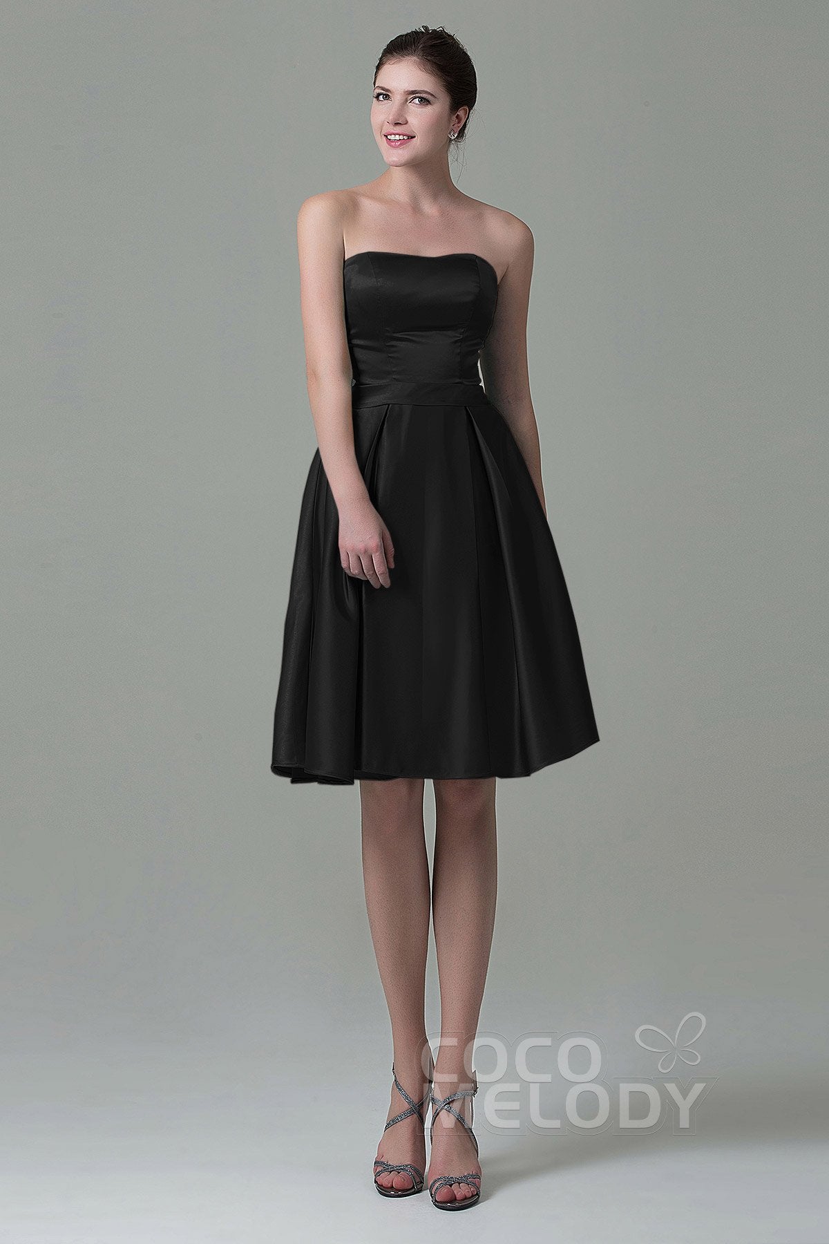 COCOMELODY A-Line Knee Length Satin Bridesmaid Dress COZK1500A 