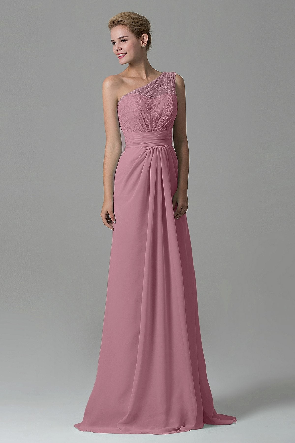 COCOMELODY Sheath Sweep Train Lace/Chiffon Bridesmaid Dress COZK16004 