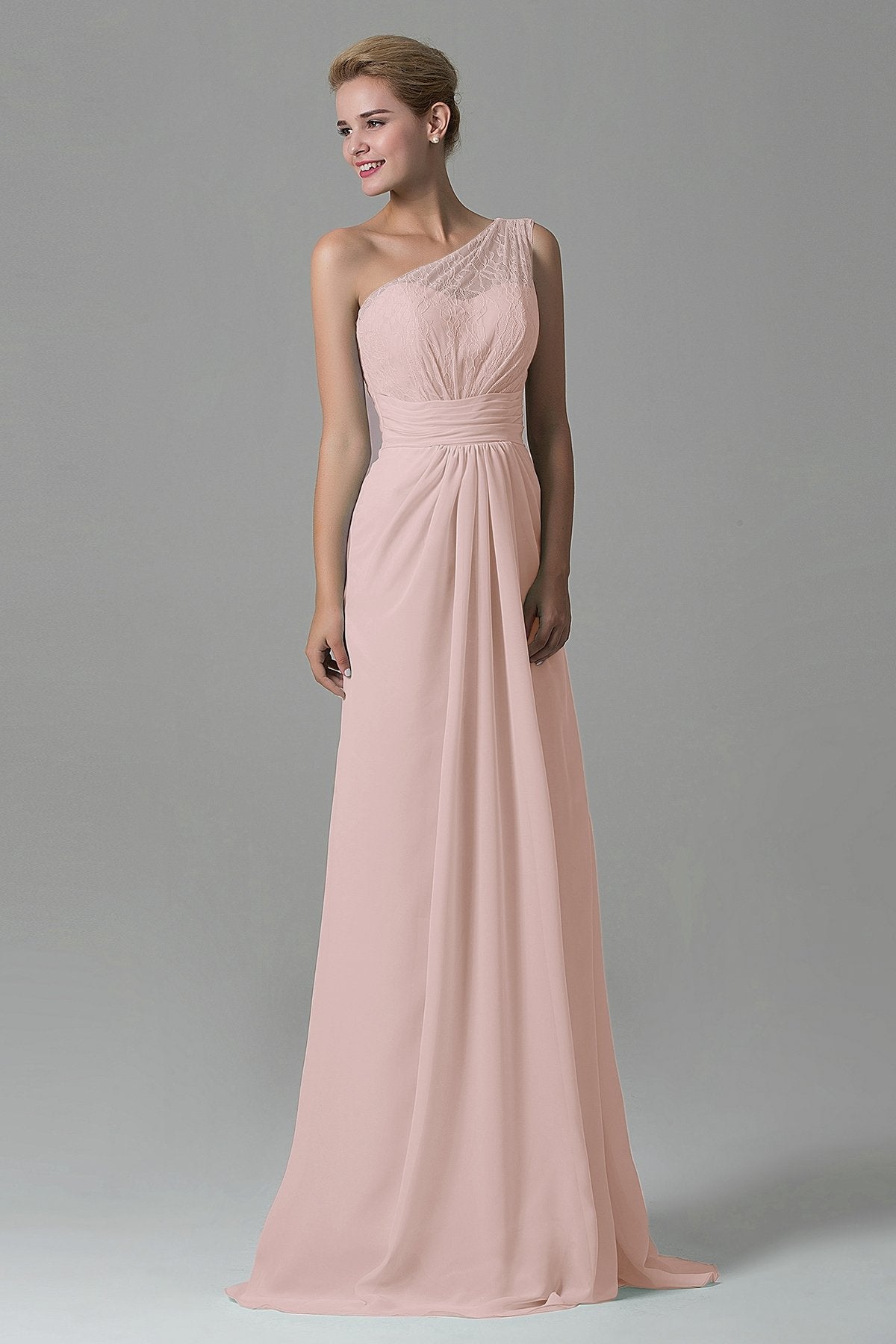 COCOMELODY Sheath Sweep Train Lace/Chiffon Bridesmaid Dress COZK16004 