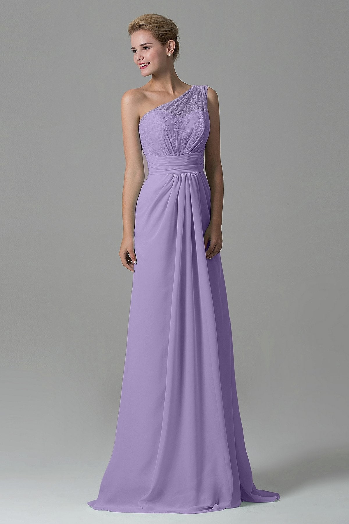 COCOMELODY Sheath Sweep Train Lace/Chiffon Bridesmaid Dress COZK16004 