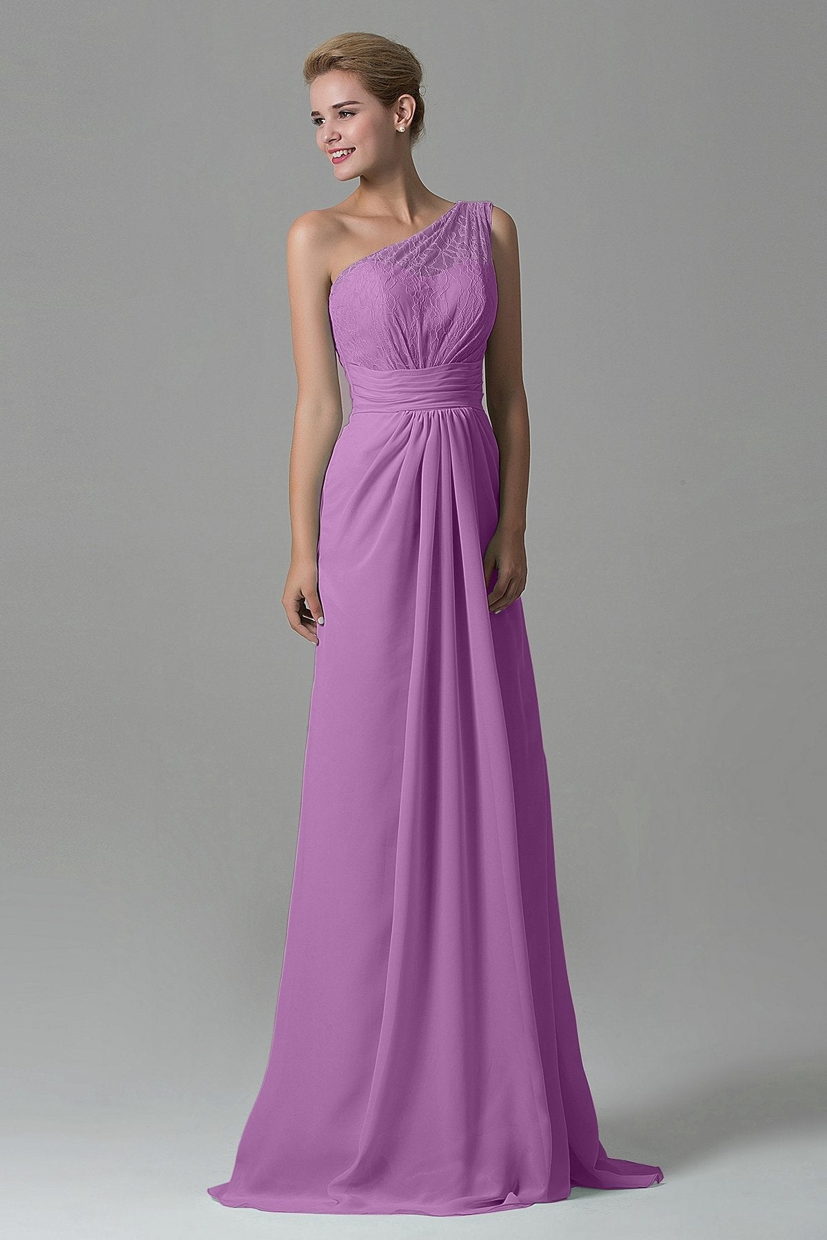 COCOMELODY Sheath Sweep Train Lace/Chiffon Bridesmaid Dress COZK16004 