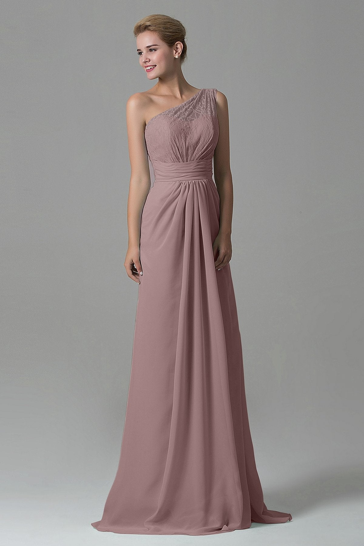 COCOMELODY Sheath Sweep Train Lace/Chiffon Bridesmaid Dress COZK16004 