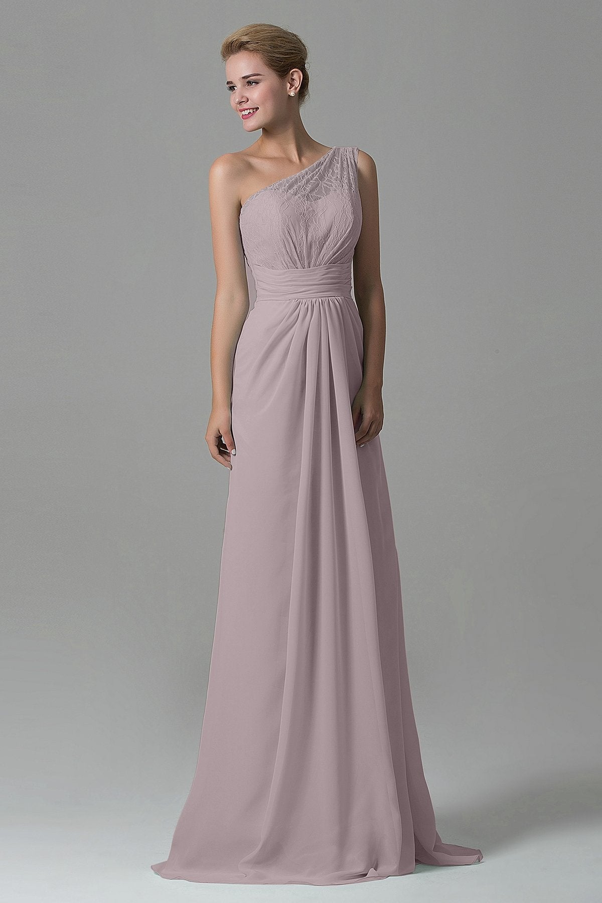 COCOMELODY Sheath Sweep Train Lace/Chiffon Bridesmaid Dress COZK16004 