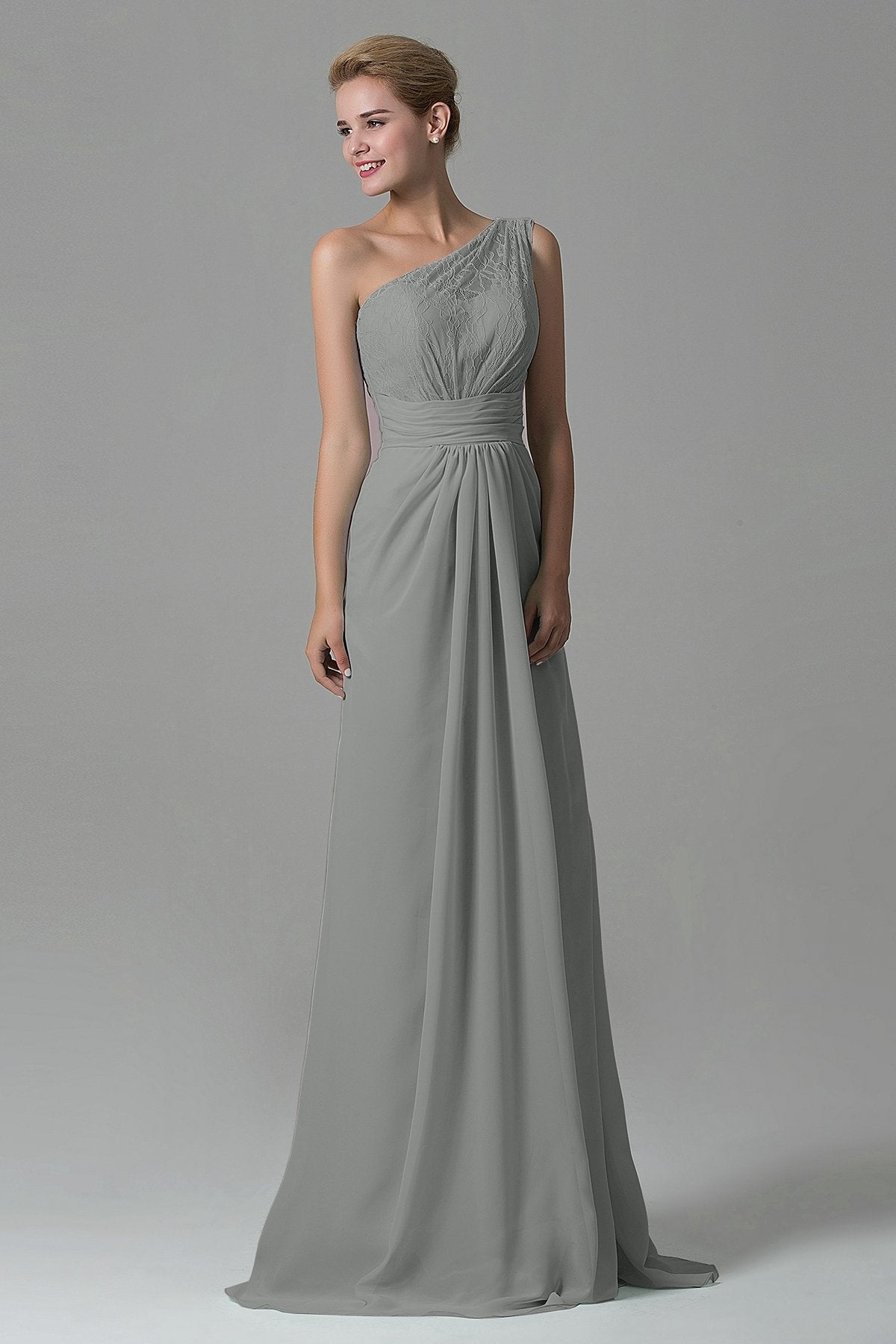 COCOMELODY Sheath Sweep Train Lace/Chiffon Bridesmaid Dress COZK16004 