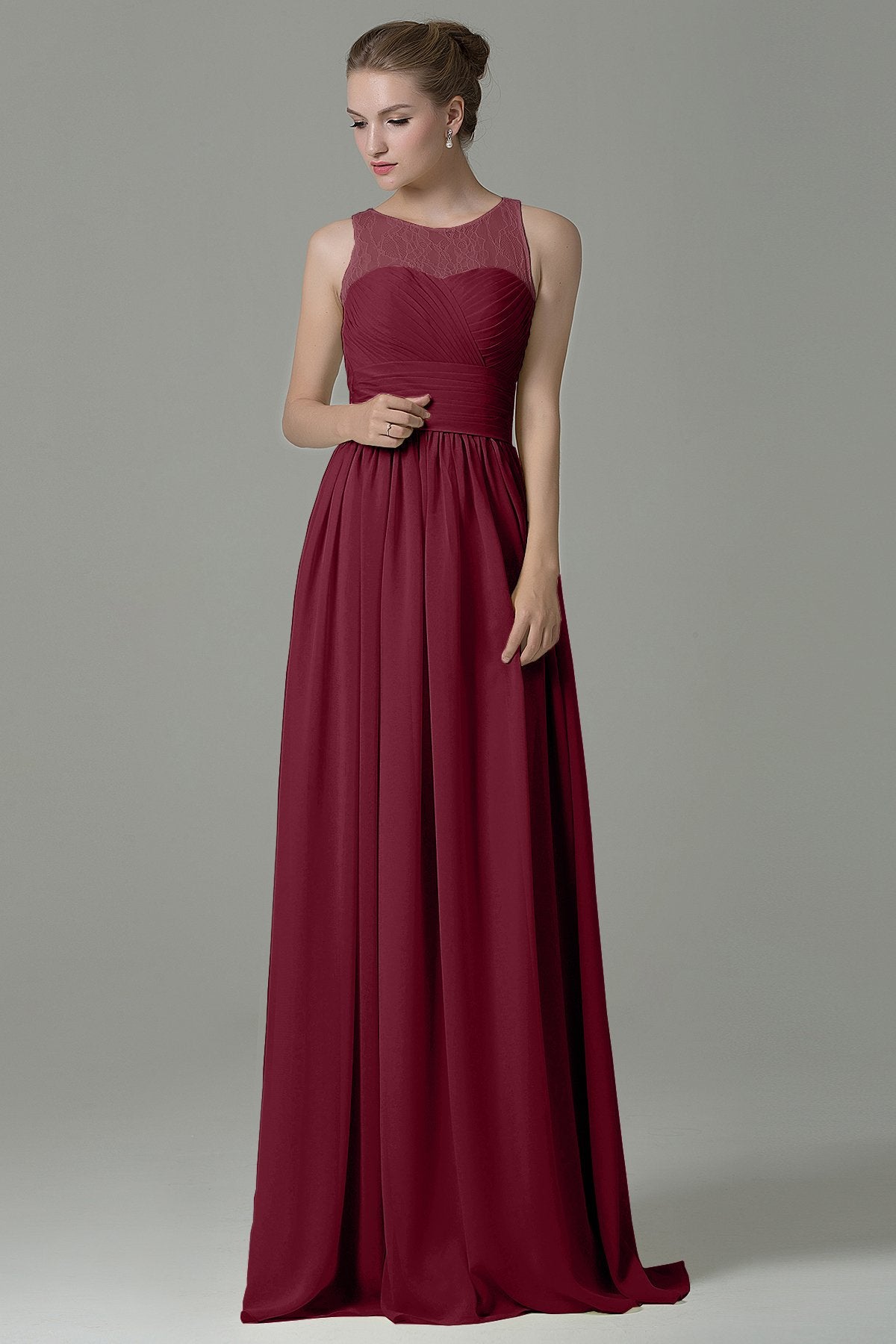 COCOMELODY Sheath Floor Length Lace/Chiffon Bridesmaid Dress COZK16005 