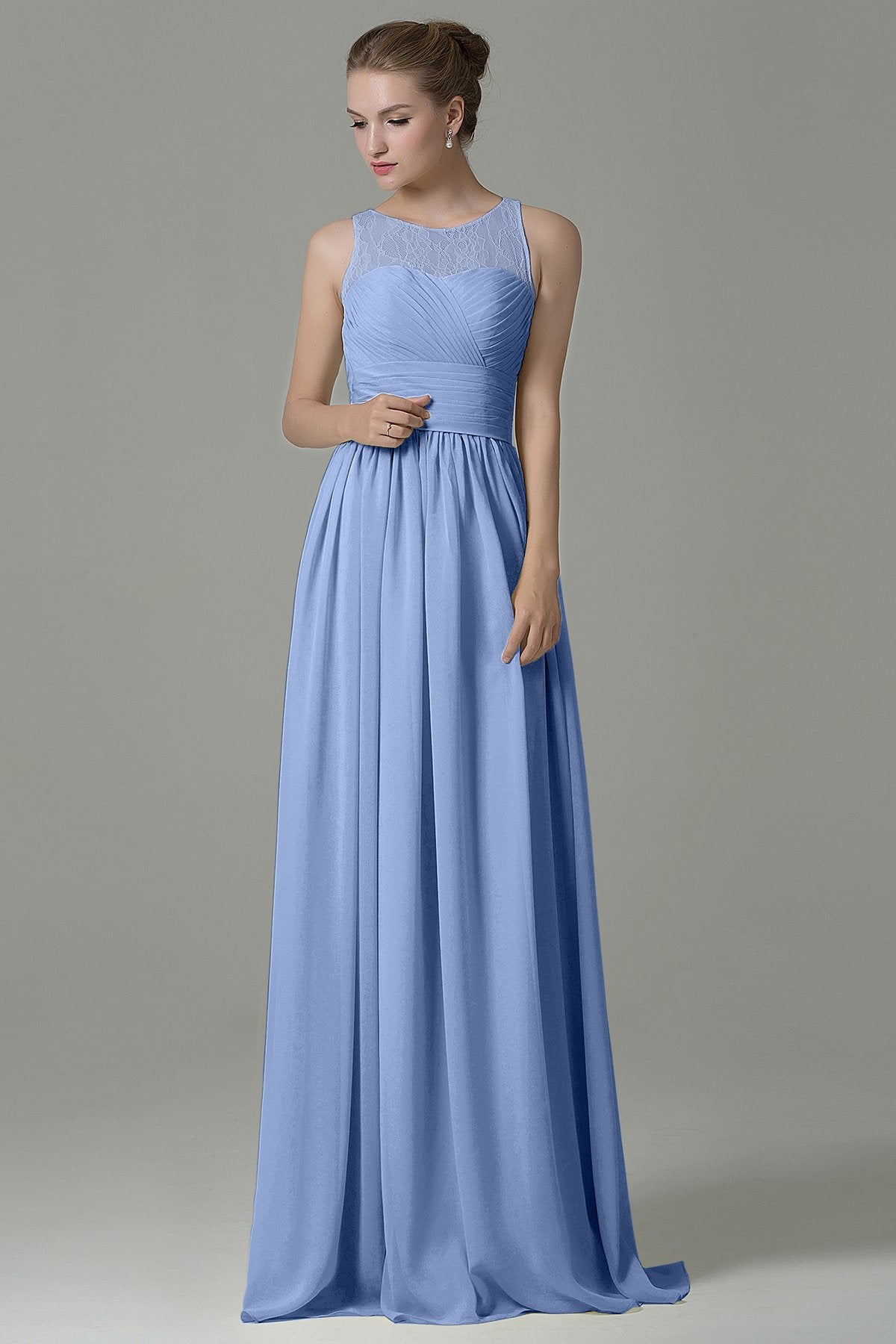 COCOMELODY Sheath Floor Length Lace/Chiffon Bridesmaid Dress COZK16005 