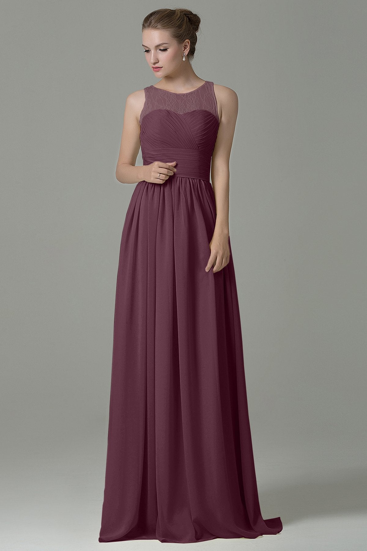 COCOMELODY Sheath Floor Length Lace/Chiffon Bridesmaid Dress COZK16005 