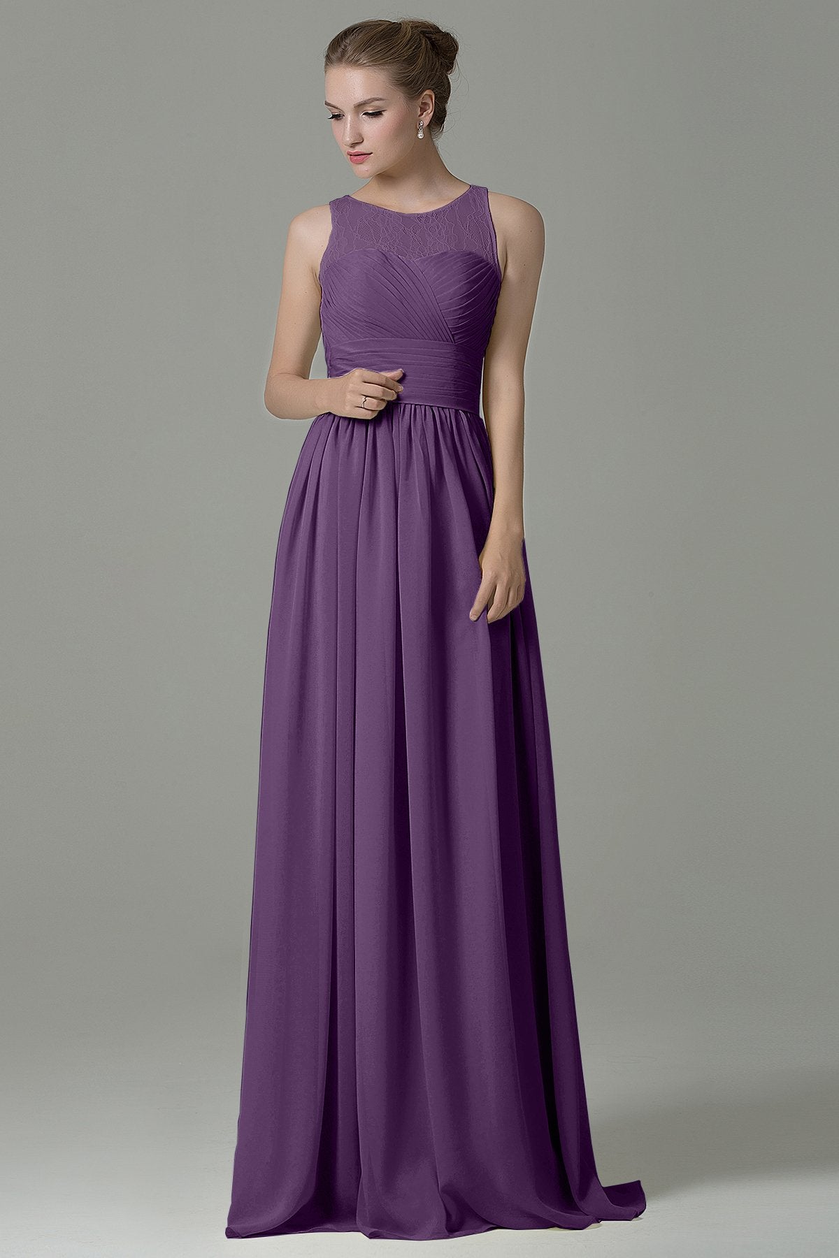 COCOMELODY Sheath Floor Length Lace/Chiffon Bridesmaid Dress COZK16005 