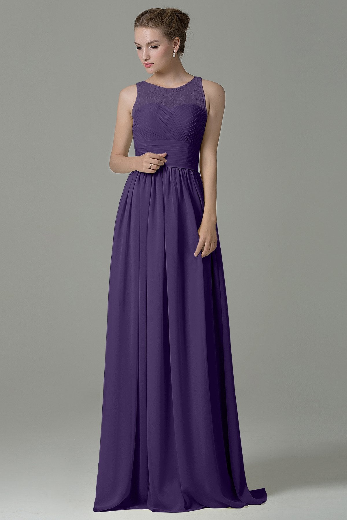 COCOMELODY Sheath Floor Length Lace/Chiffon Bridesmaid Dress COZK16005 