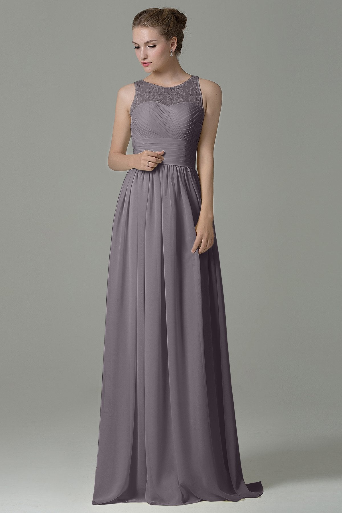 COCOMELODY Sheath Floor Length Lace/Chiffon Bridesmaid Dress COZK16005 