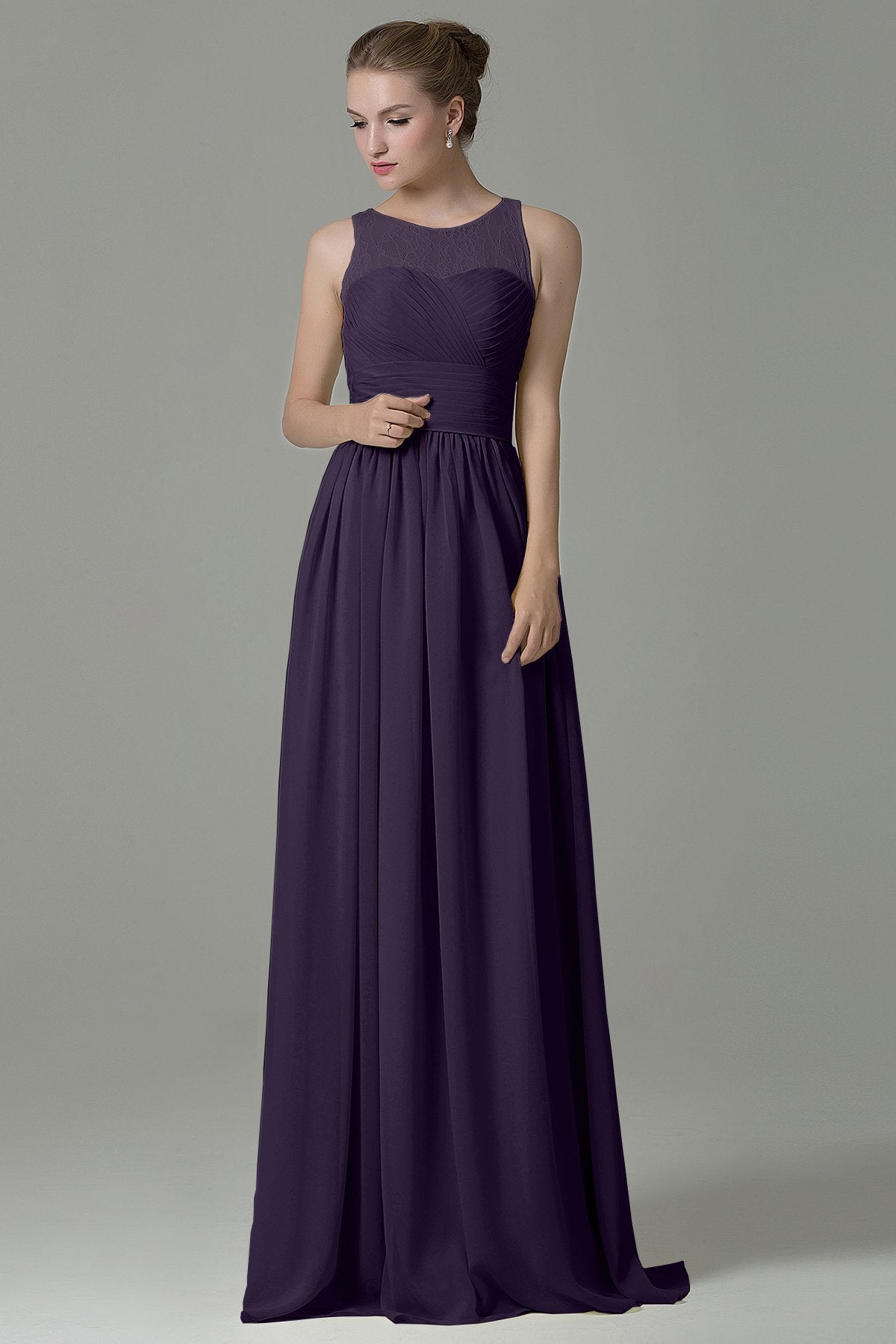 COCOMELODY Sheath Floor Length Lace/Chiffon Bridesmaid Dress COZK16005 