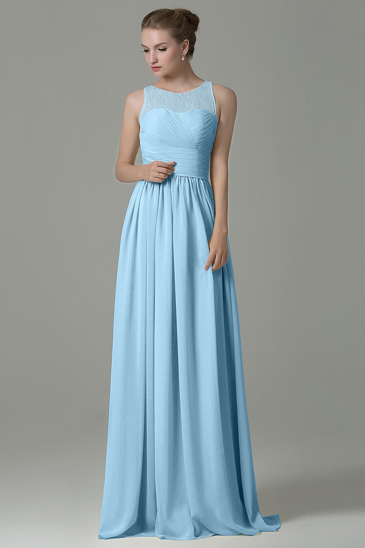 COCOMELODY Sheath Floor Length Lace/Chiffon Bridesmaid Dress COZK16005 