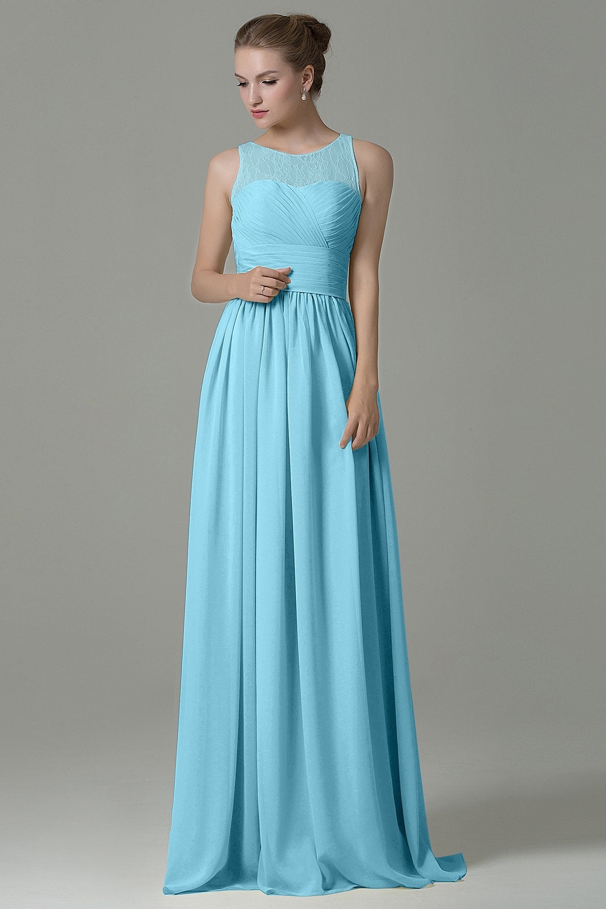 COCOMELODY Sheath Floor Length Lace/Chiffon Bridesmaid Dress COZK16005 