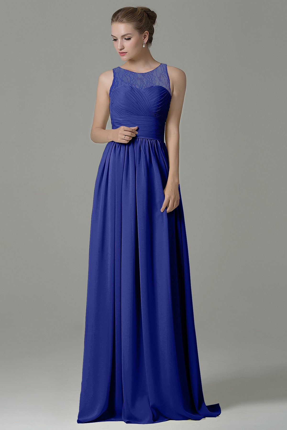 COCOMELODY Sheath Floor Length Lace/Chiffon Bridesmaid Dress COZK16005 