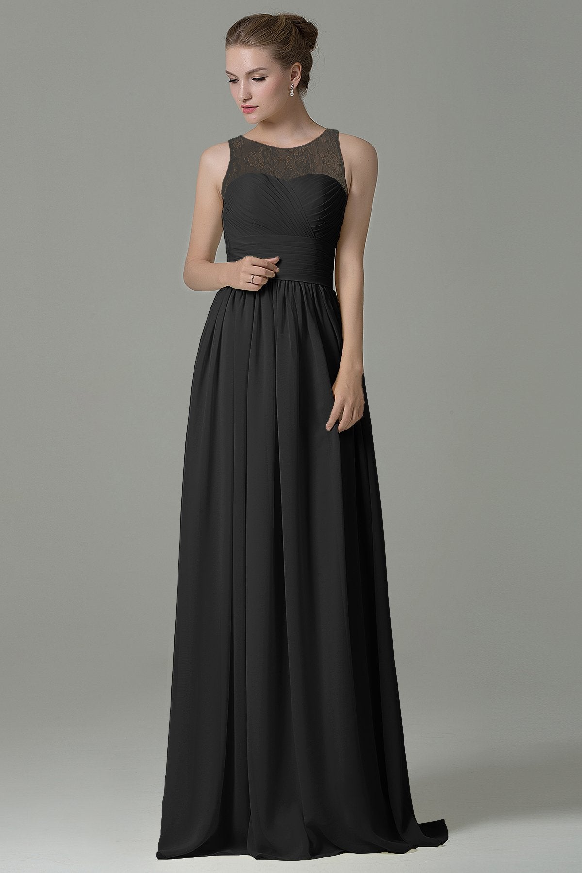 COCOMELODY Sheath Floor Length Lace/Chiffon Bridesmaid Dress COZK16005 