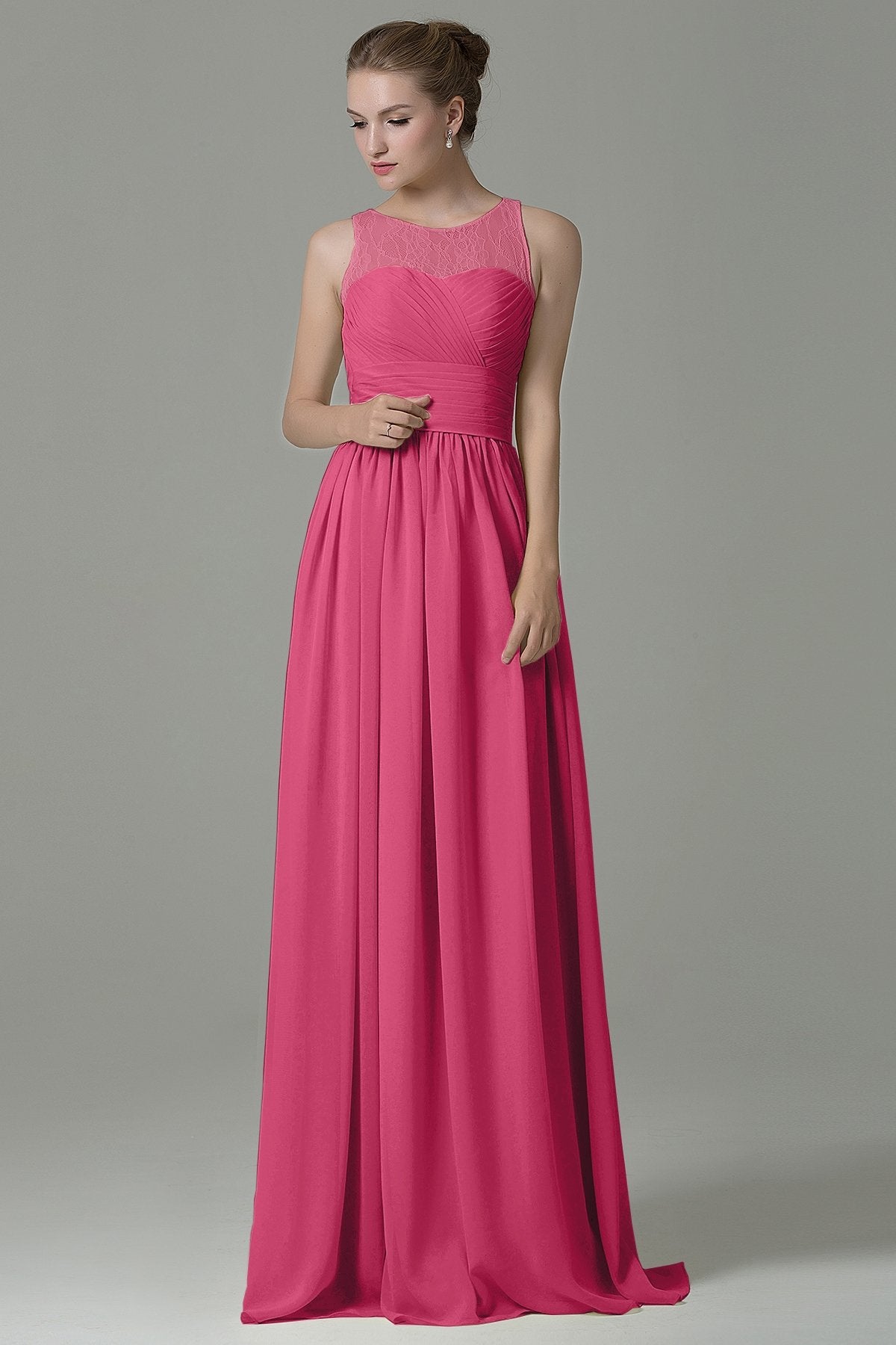 COCOMELODY Sheath Floor Length Lace/Chiffon Bridesmaid Dress COZK16005 