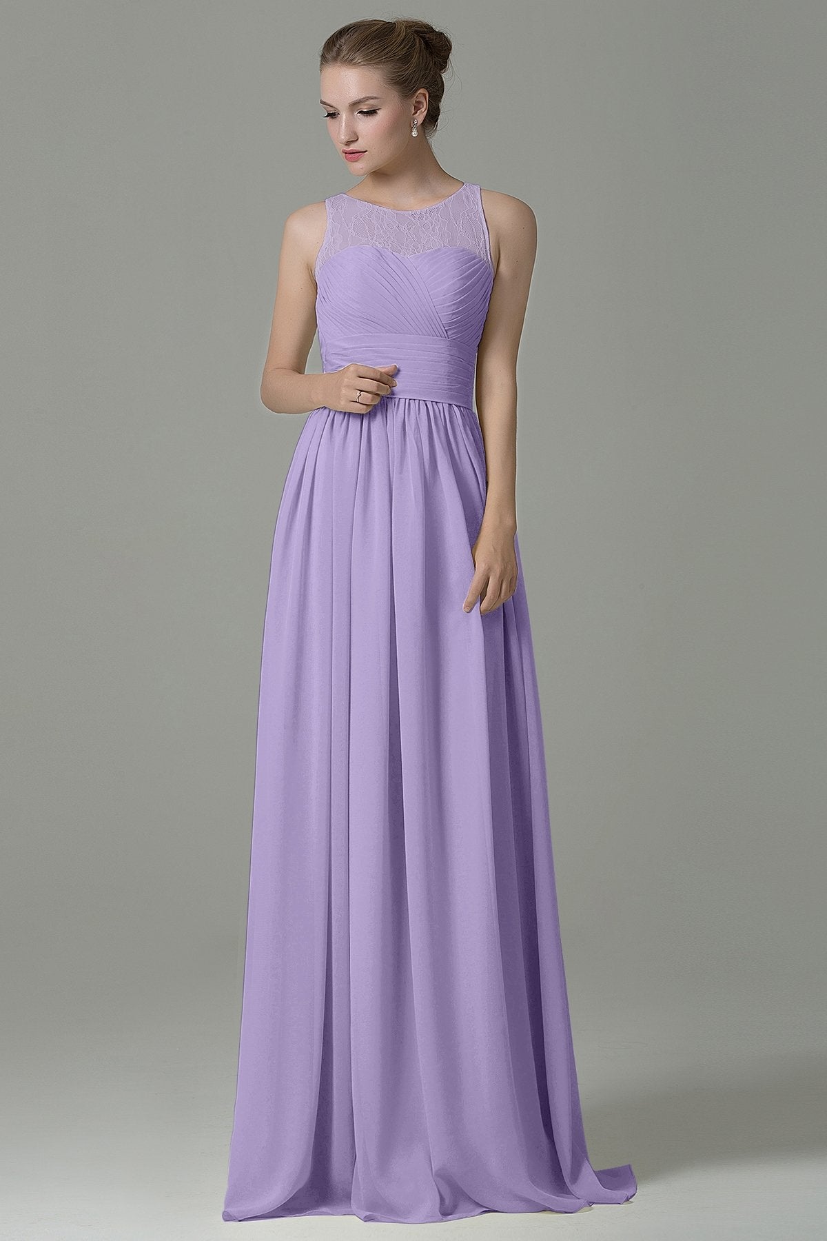 COCOMELODY Sheath Floor Length Lace/Chiffon Bridesmaid Dress COZK16005 