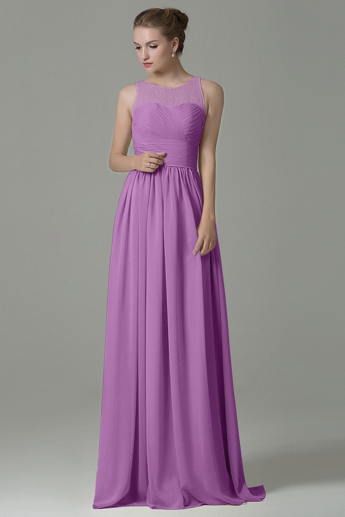 COCOMELODY Sheath Floor Length Lace/Chiffon Bridesmaid Dress COZK16005 