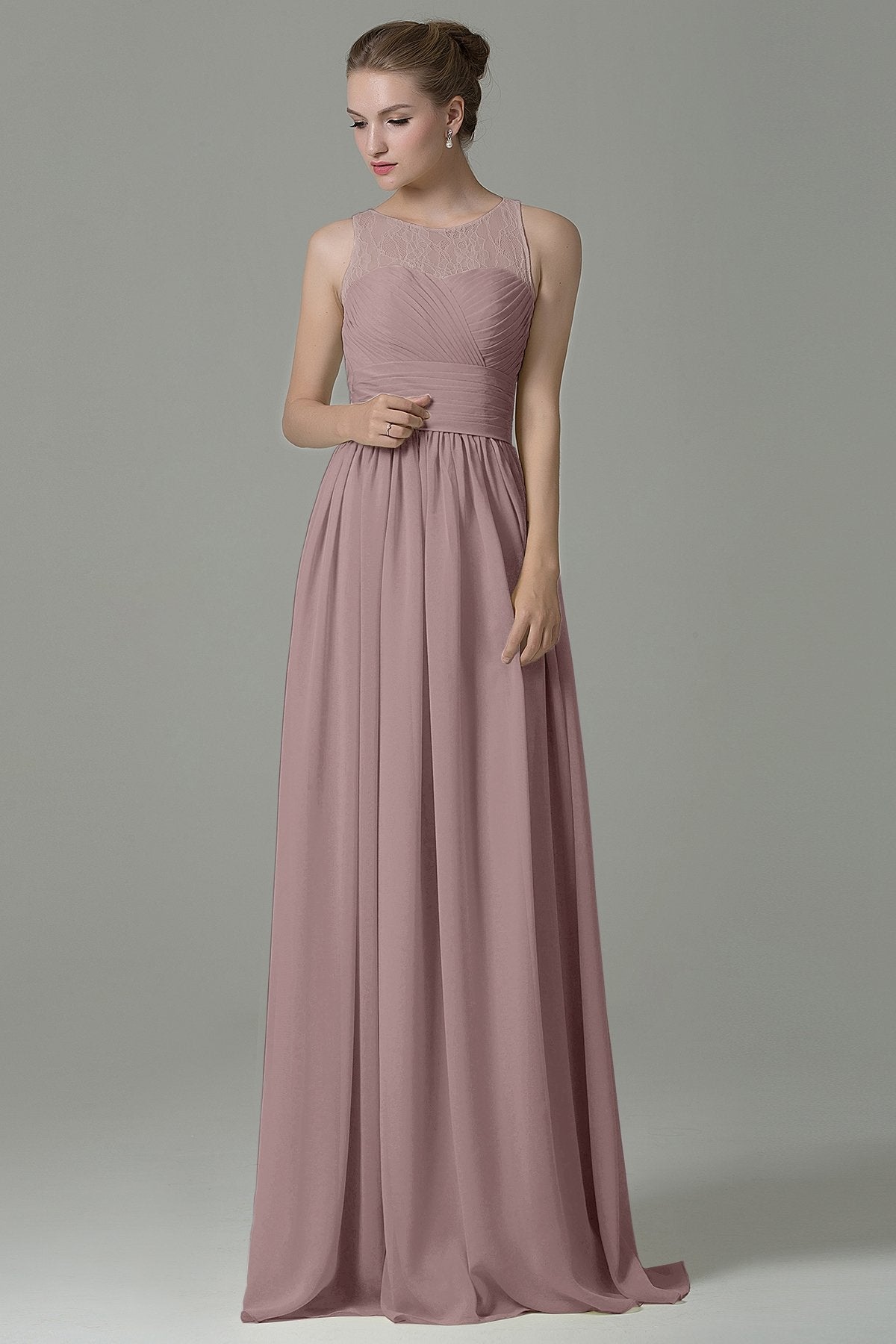 COCOMELODY Sheath Floor Length Lace/Chiffon Bridesmaid Dress COZK16005 