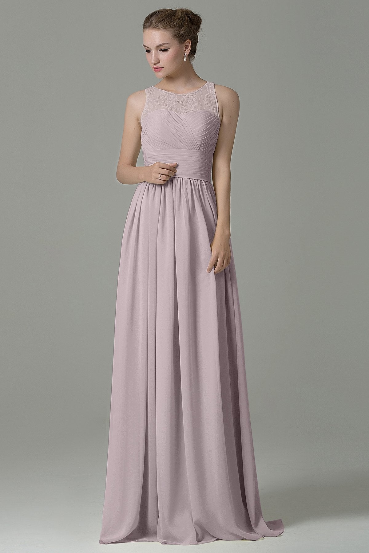 COCOMELODY Sheath Floor Length Lace/Chiffon Bridesmaid Dress COZK16005 