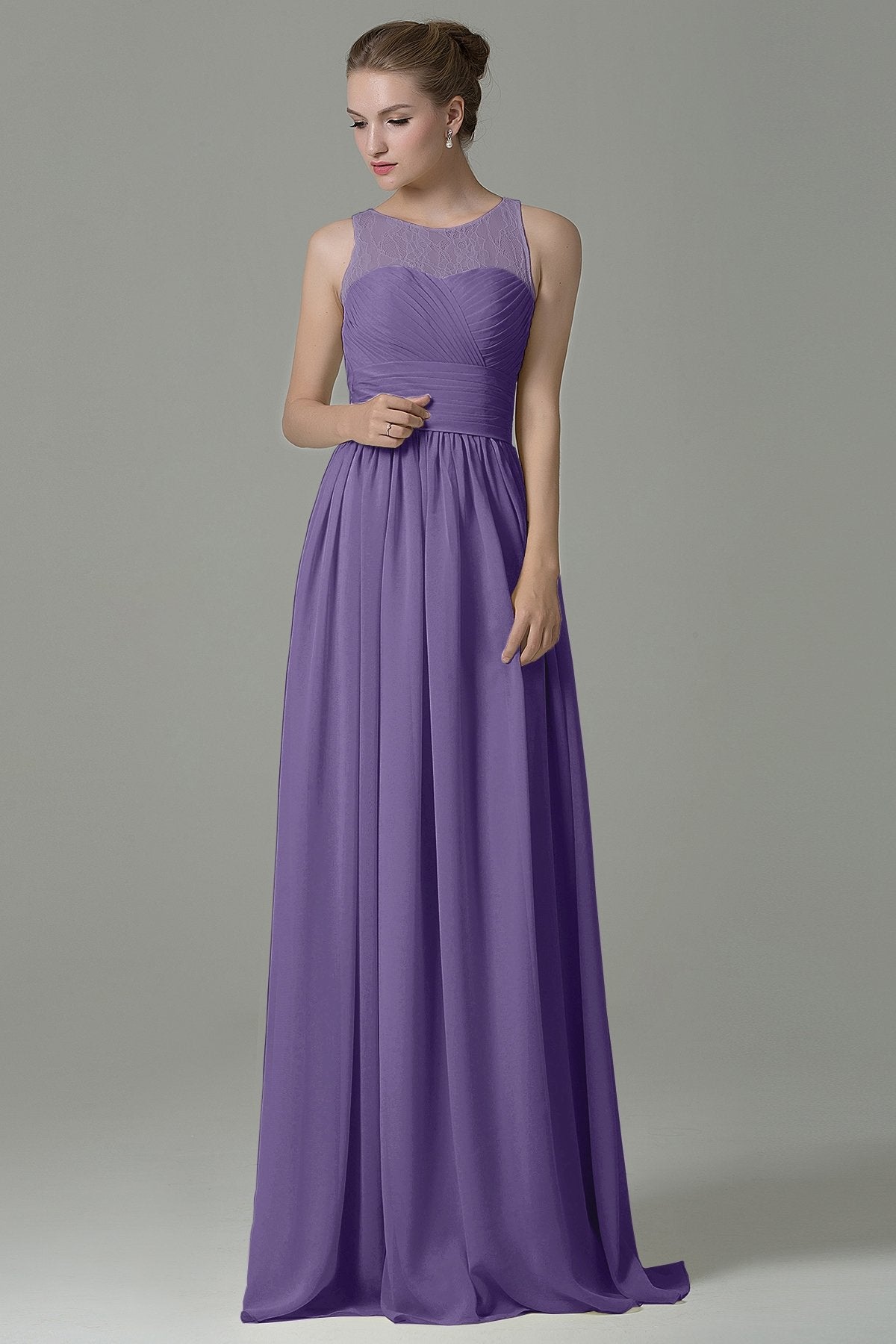 COCOMELODY Sheath Floor Length Lace/Chiffon Bridesmaid Dress COZK16005 