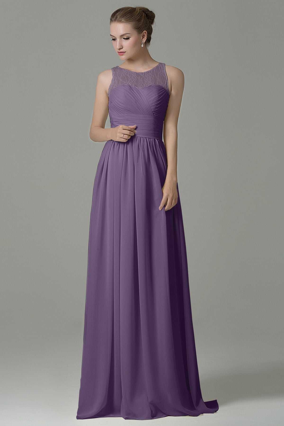 COCOMELODY Sheath Floor Length Lace/Chiffon Bridesmaid Dress COZK16005 