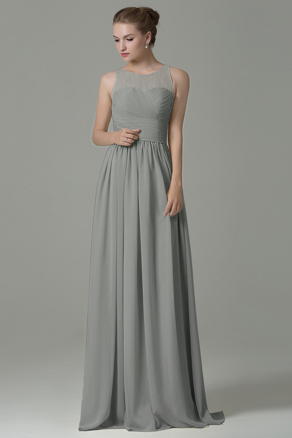 COCOMELODY Sheath Floor Length Lace/Chiffon Bridesmaid Dress COZK16005 