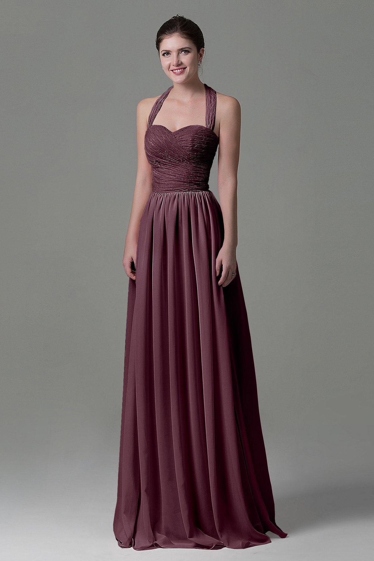 COCOMELODY A-Line Floor Length Lace/Chiffon Bridesmaid Dress COZK16006 