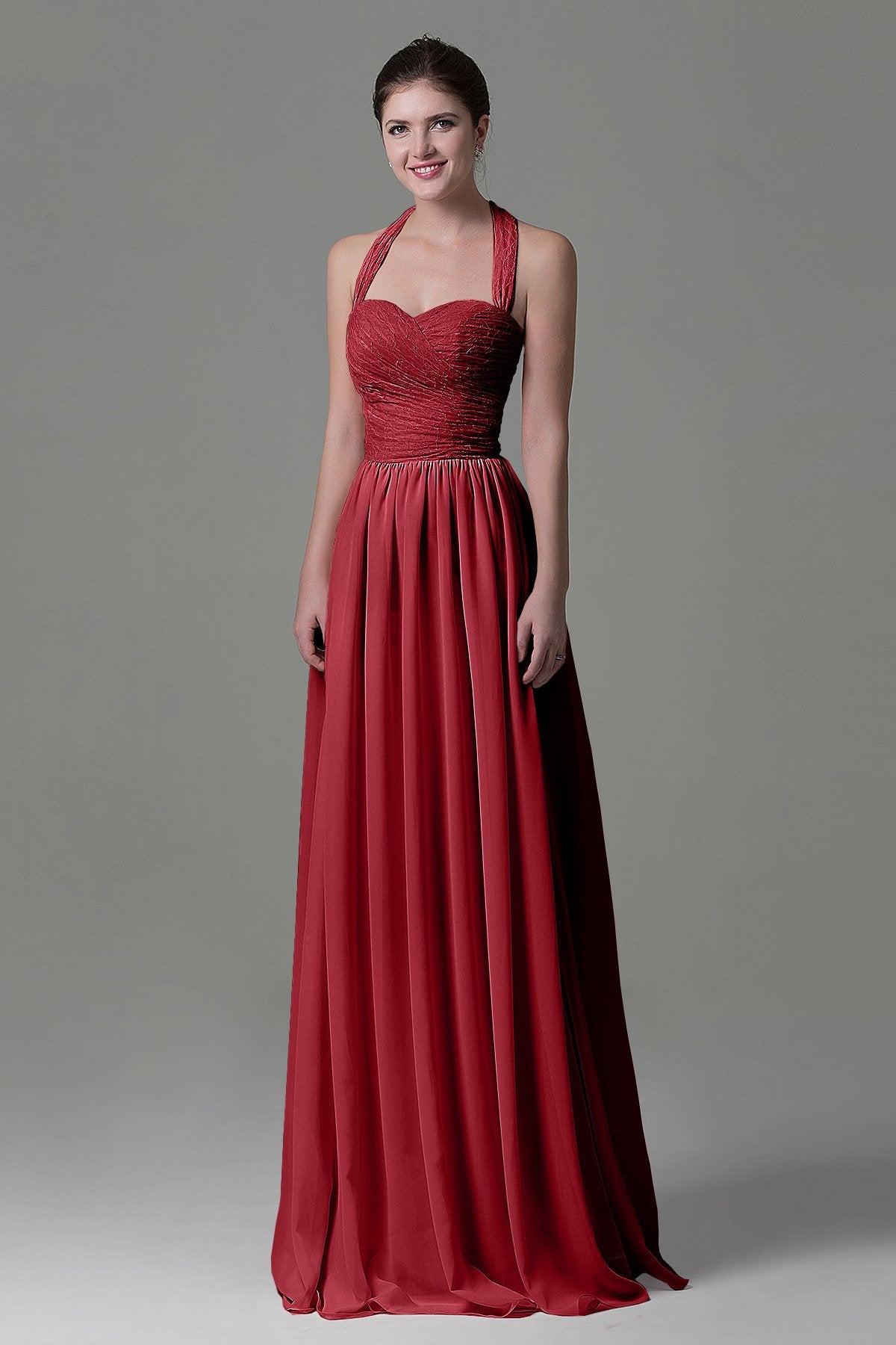 COCOMELODY A-Line Floor Length Lace/Chiffon Bridesmaid Dress COZK16006 