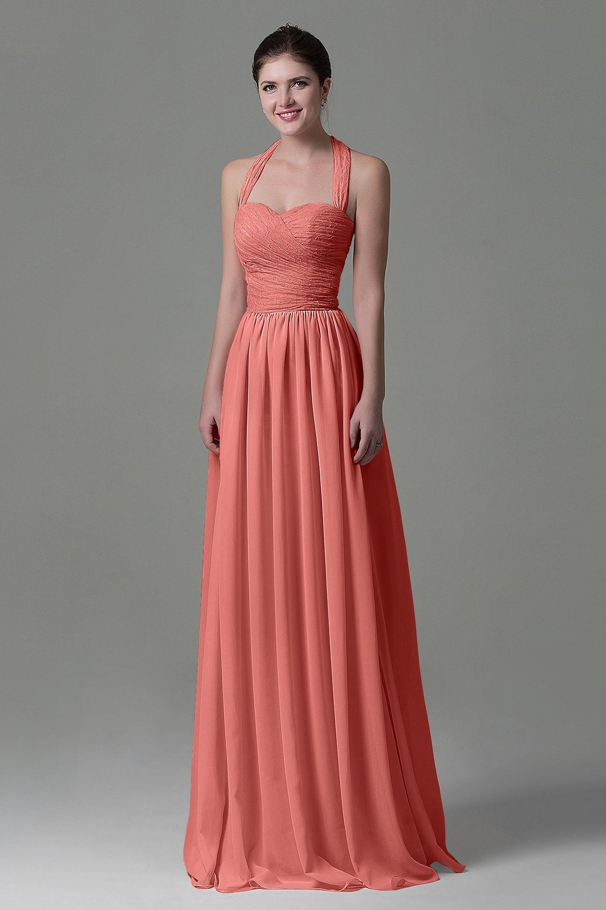 COCOMELODY A-Line Floor Length Lace/Chiffon Bridesmaid Dress COZK16006 