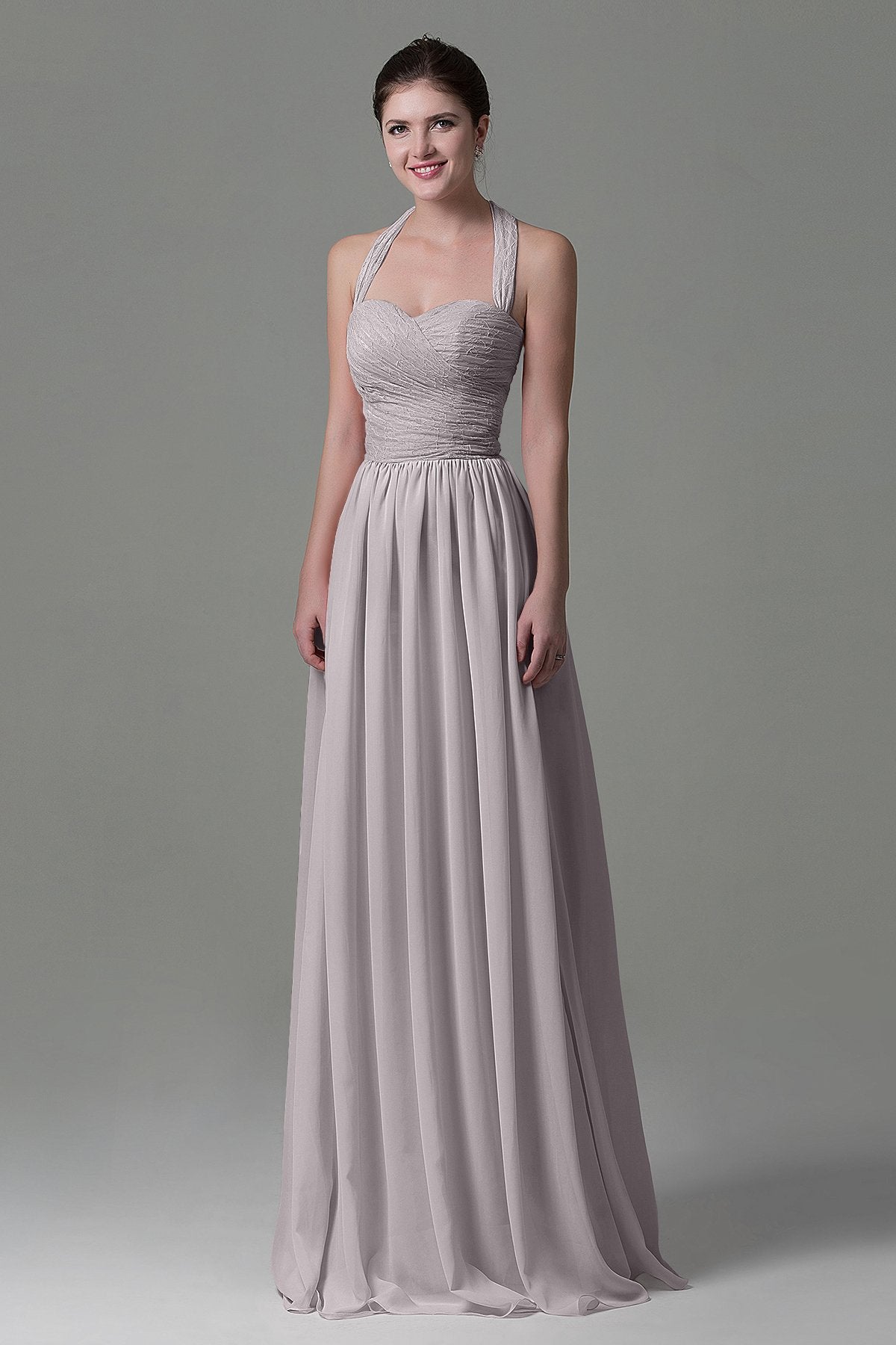 COCOMELODY A-Line Floor Length Lace/Chiffon Bridesmaid Dress COZK16006 