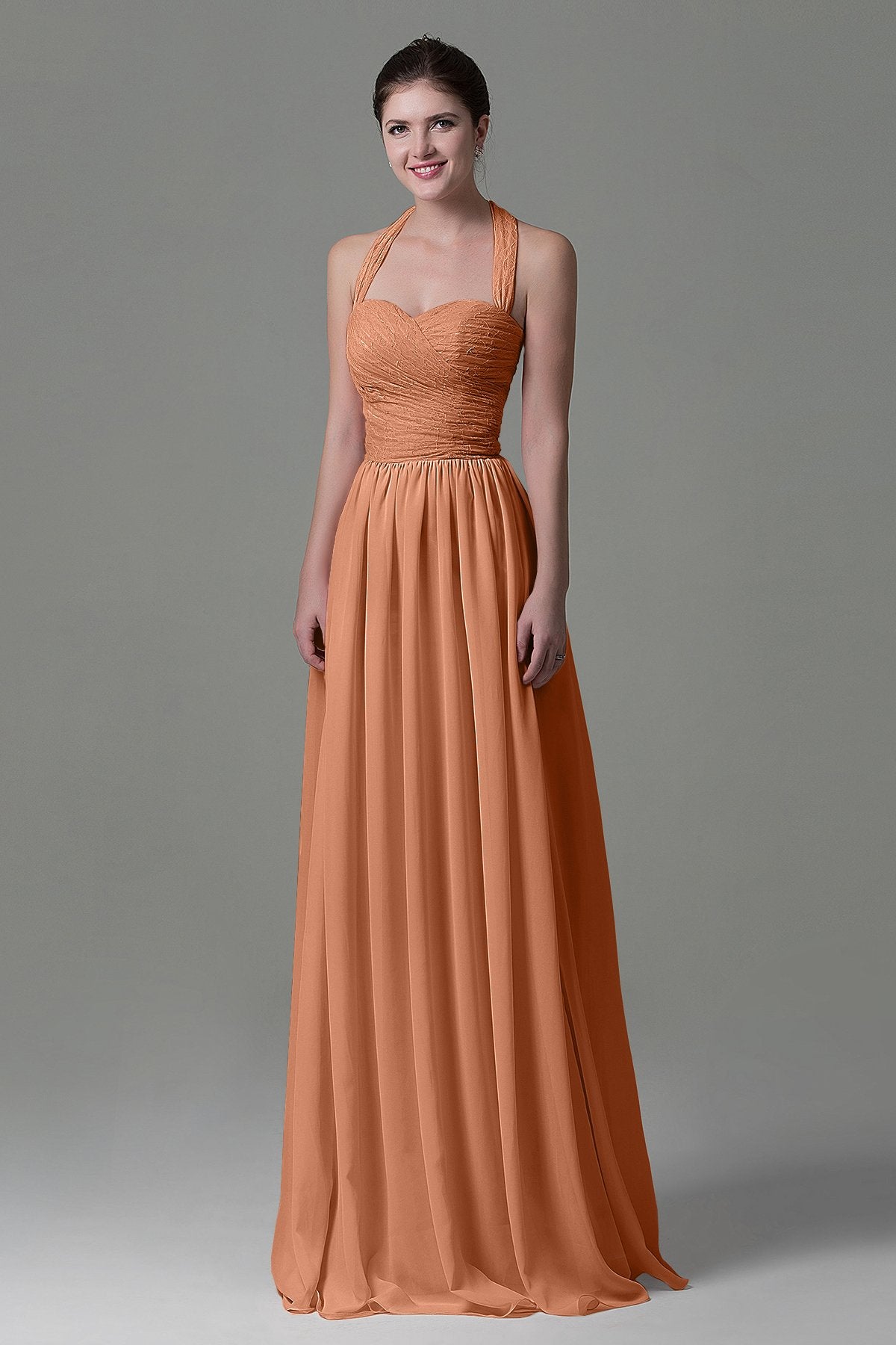 COCOMELODY A-Line Floor Length Lace/Chiffon Bridesmaid Dress COZK16006 