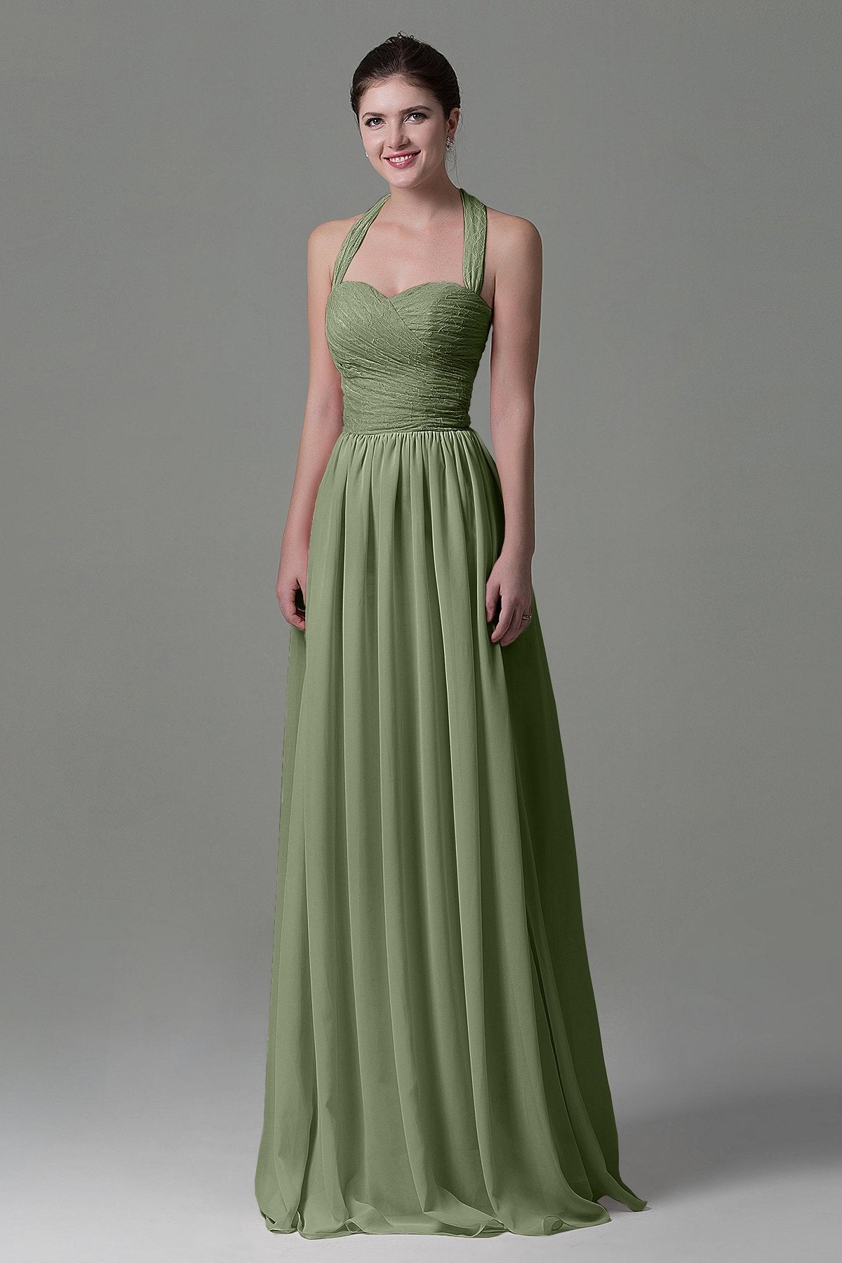 COCOMELODY A-Line Floor Length Lace/Chiffon Bridesmaid Dress COZK16006 