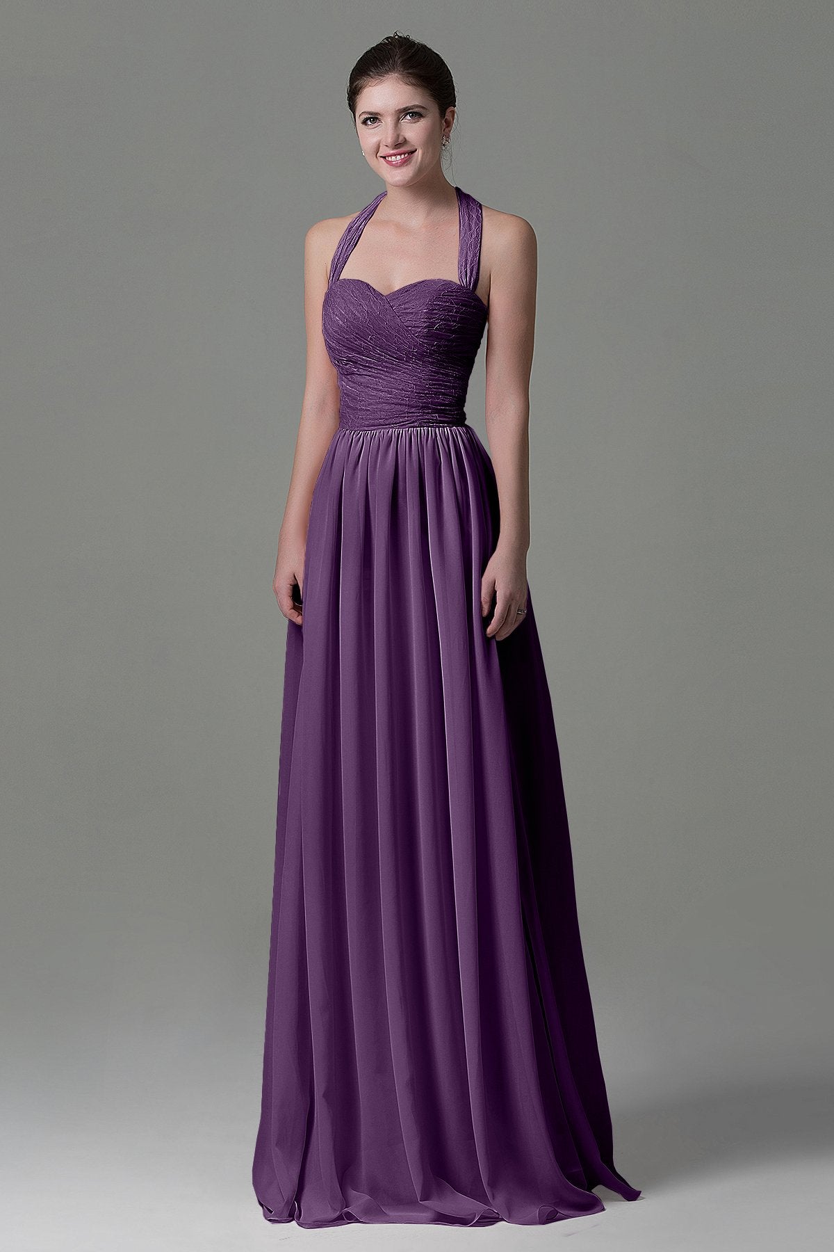 COCOMELODY A-Line Floor Length Lace/Chiffon Bridesmaid Dress COZK16006 