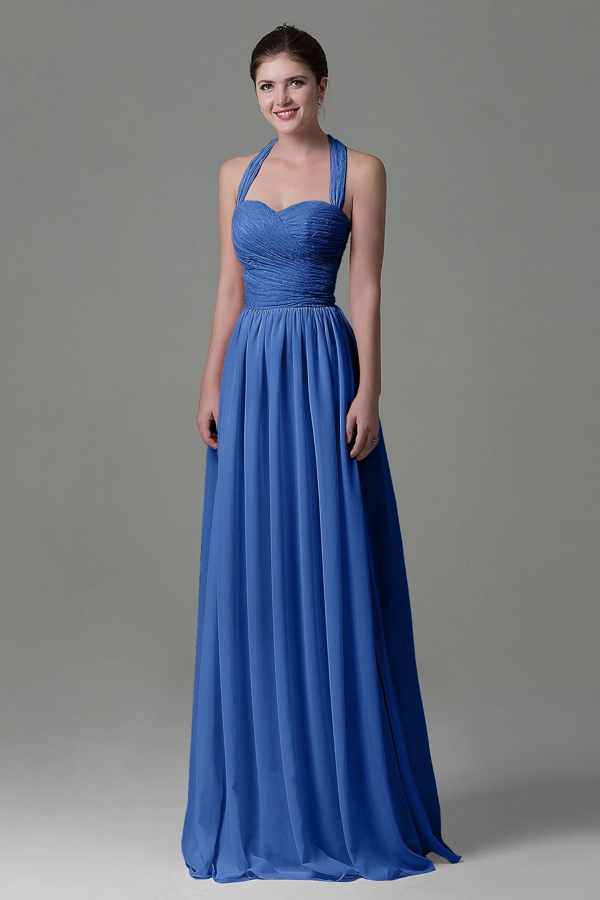 COCOMELODY A-Line Floor Length Lace/Chiffon Bridesmaid Dress COZK16006 