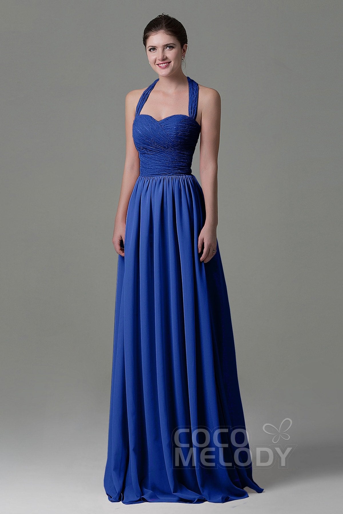 COCOMELODY A-Line Floor Length Lace/Chiffon Bridesmaid Dress COZK16006 