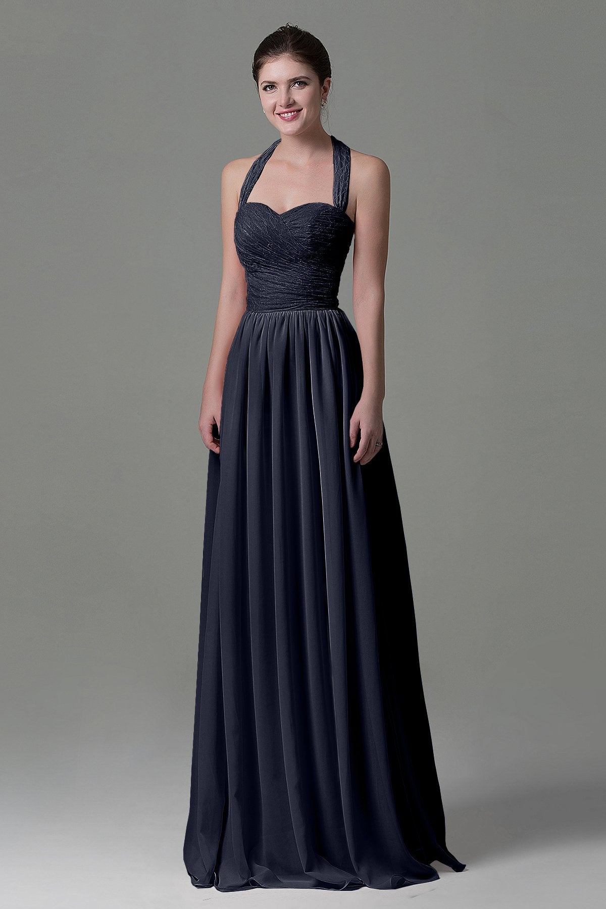 COCOMELODY A-Line Floor Length Lace/Chiffon Bridesmaid Dress COZK16006 