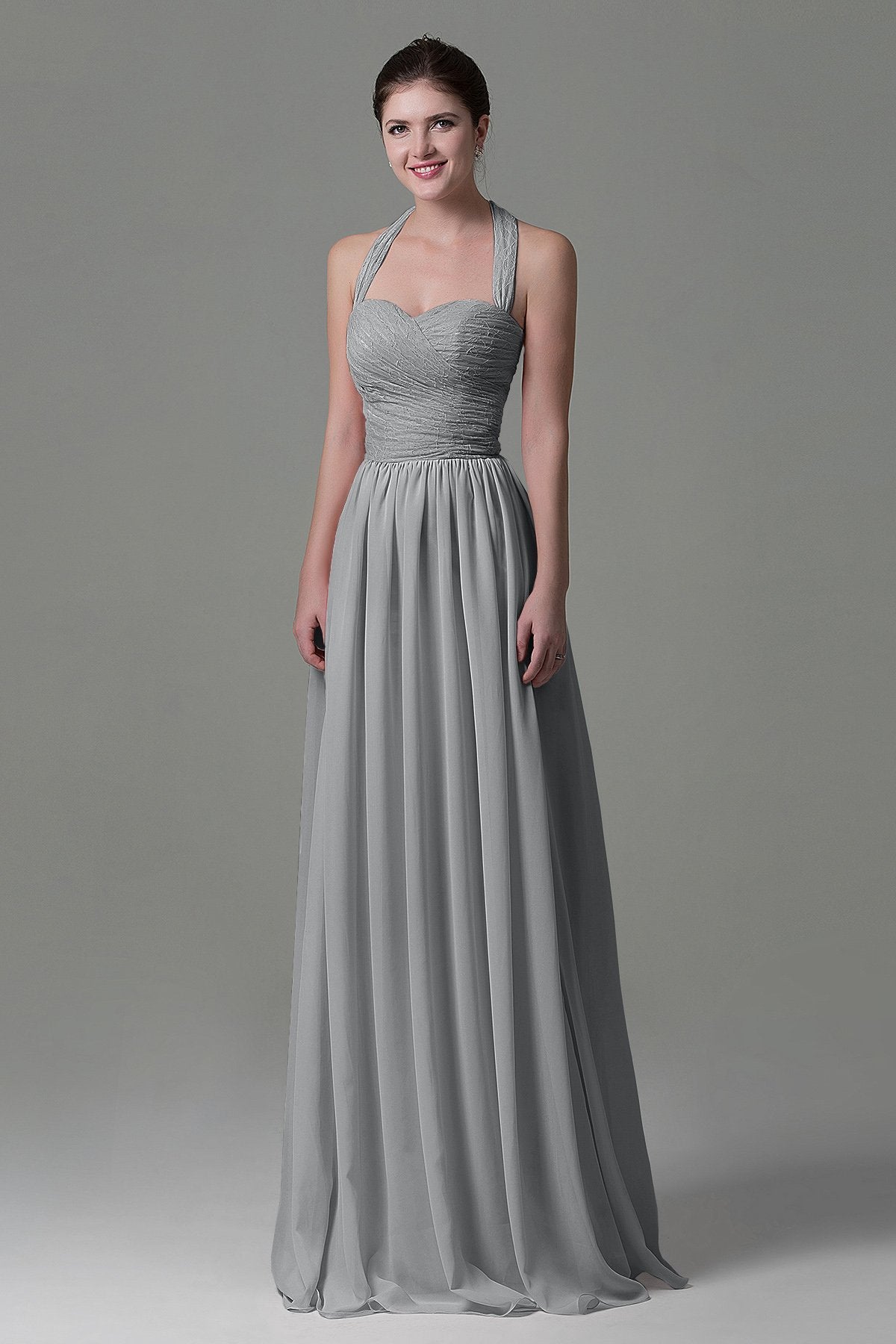 COCOMELODY A-Line Floor Length Lace/Chiffon Bridesmaid Dress COZK16006 