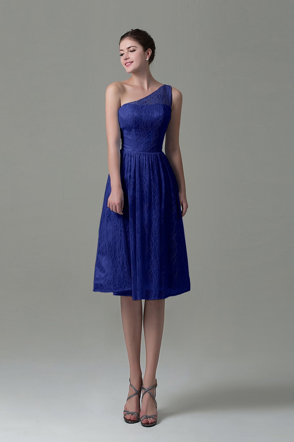 COCOMELODY A-Line Knee Length Lace Bridesmaid Dress COZK16009 