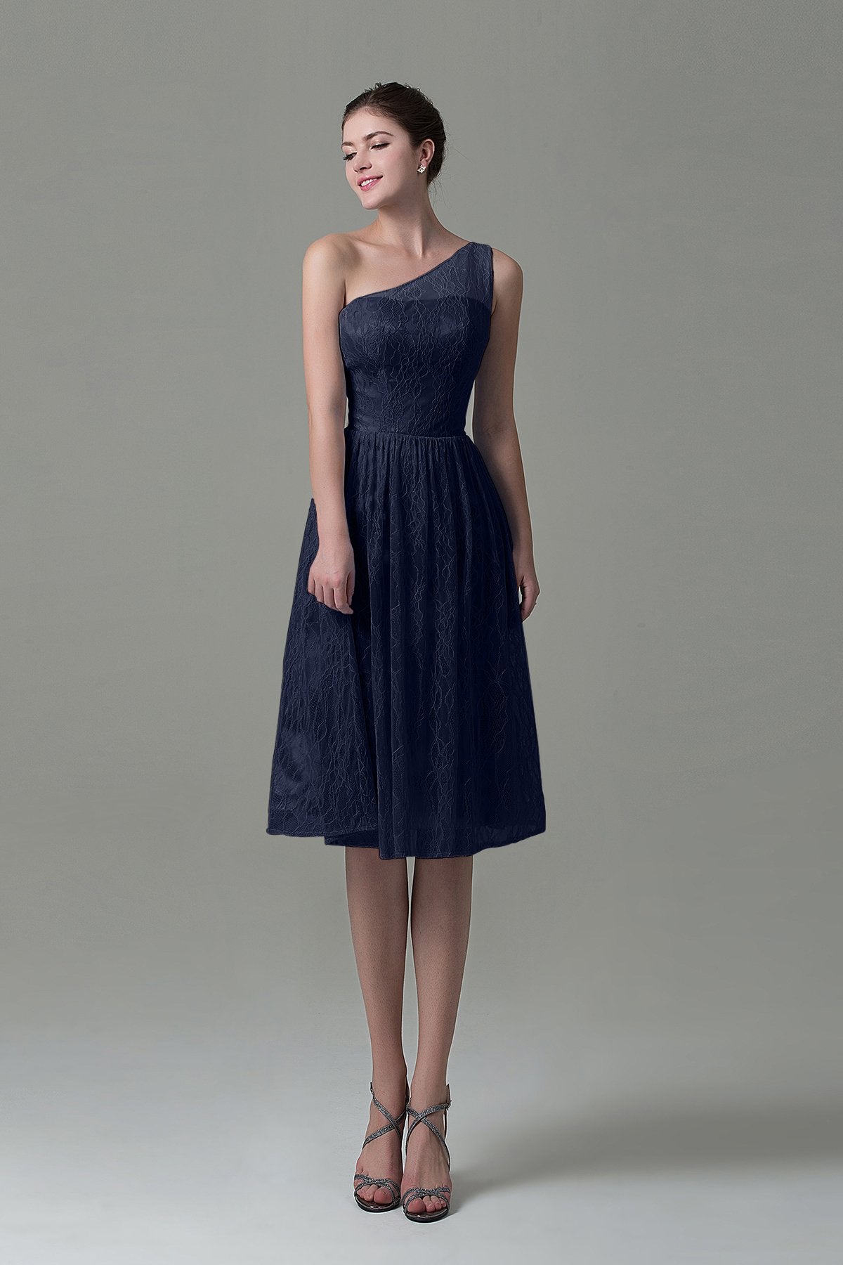 Navy blue bridesmaid dresses knee length best sale