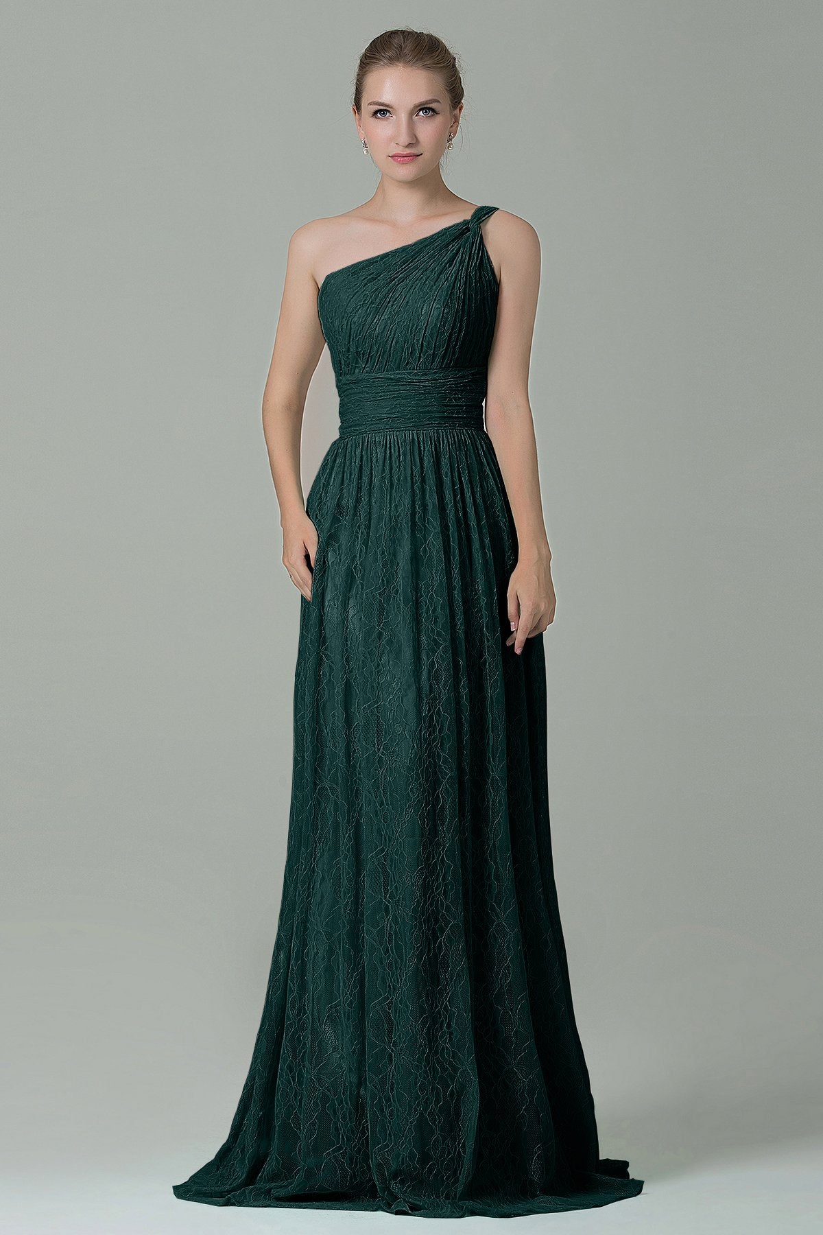 COCOMELODY Sheath-Column Floor Length Lace Bridesmaid Dress COZK16014 