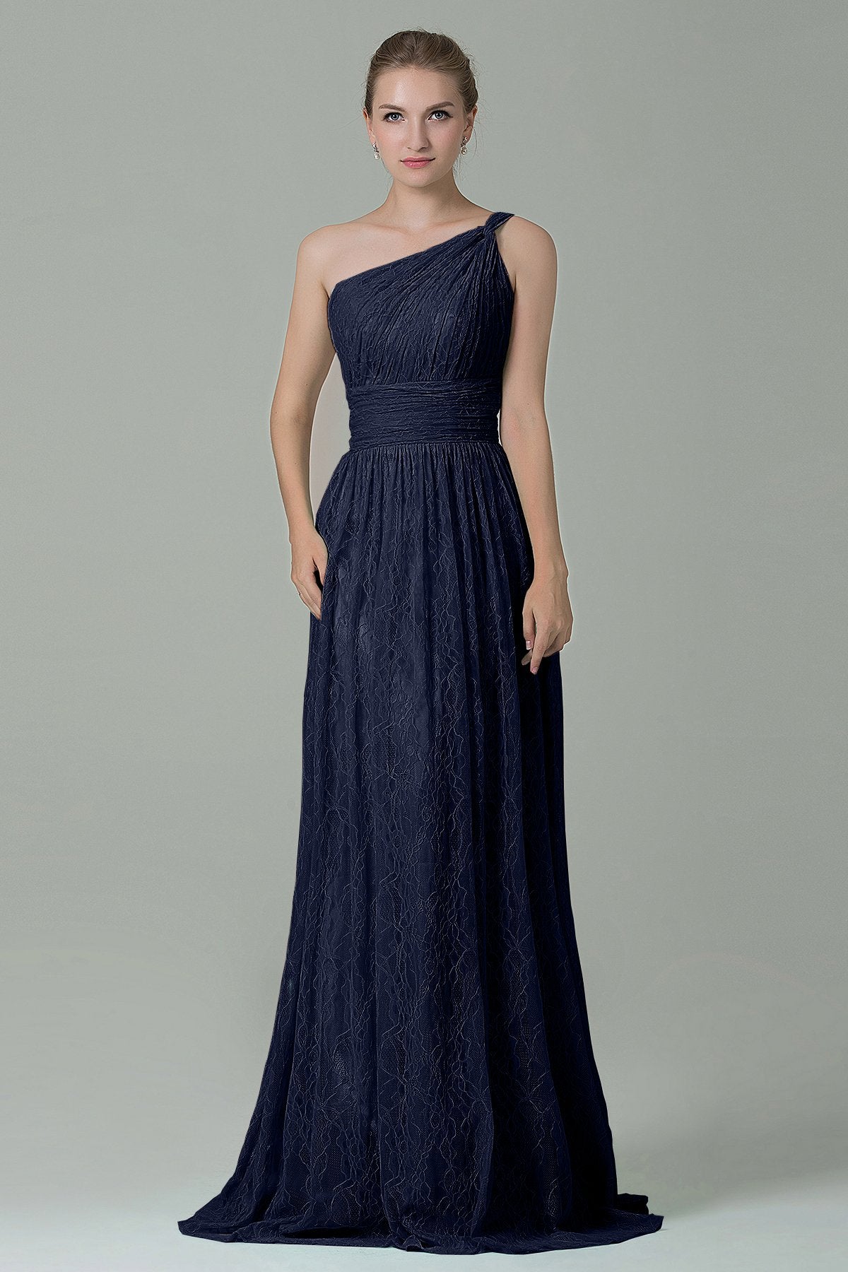 COCOMELODY Sheath-Column Floor Length Lace Bridesmaid Dress COZK16014 