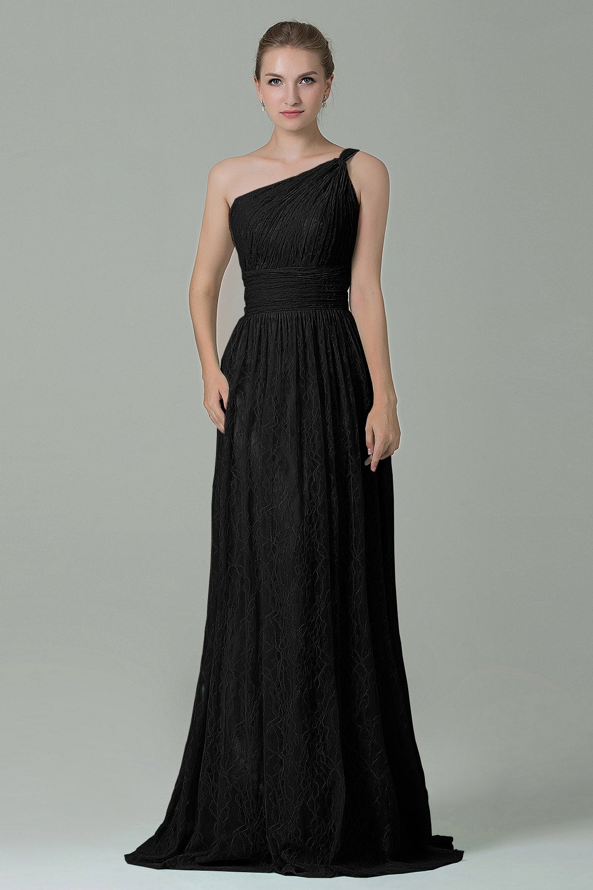 COCOMELODY Sheath-Column Floor Length Lace Bridesmaid Dress COZK16014 